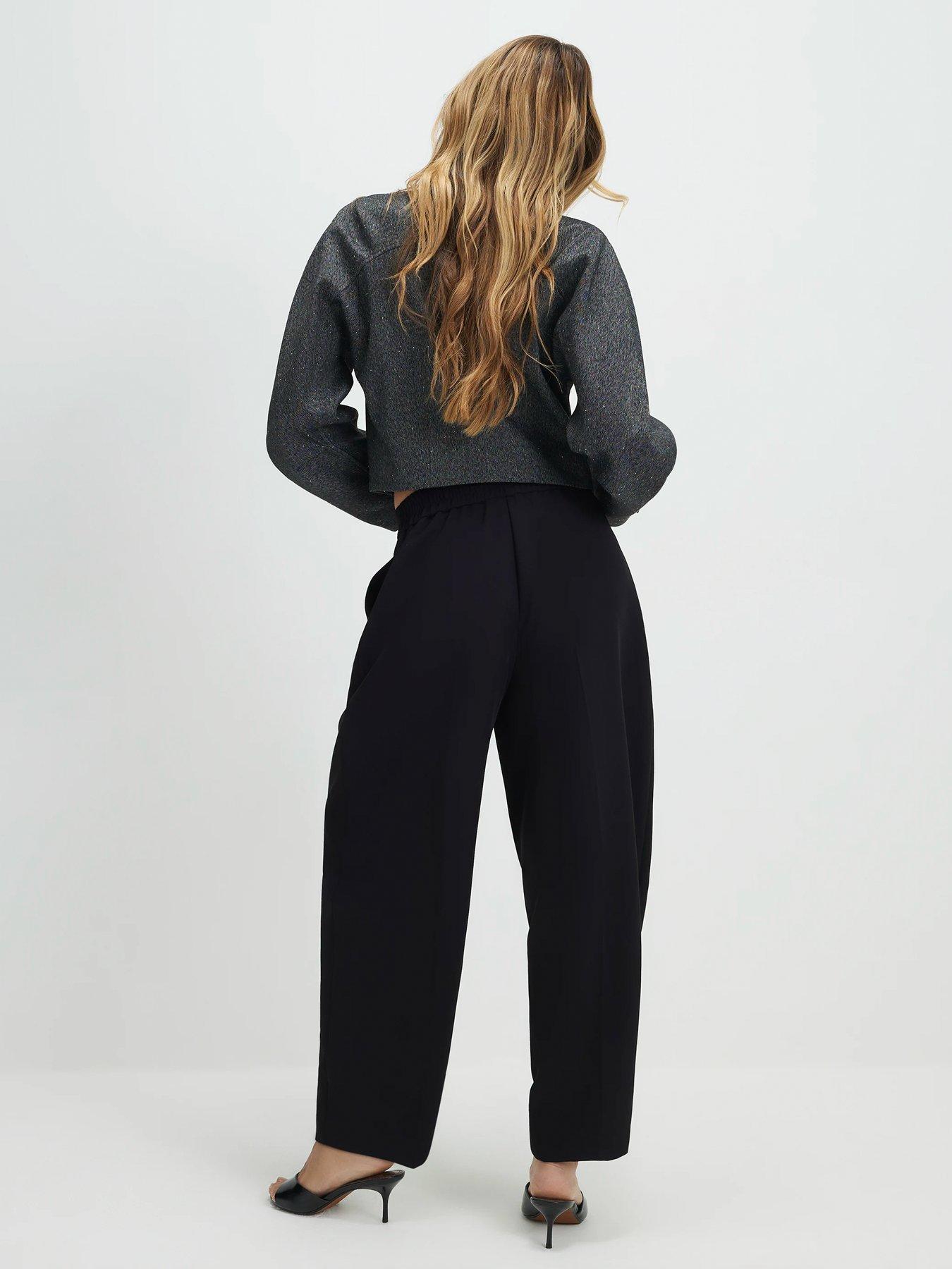 Image 2 of 4 of River Island Drapey Barrel Leg Trousers - Black