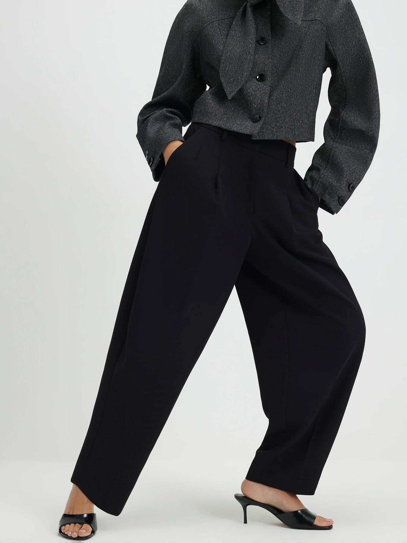Image 3 of 4 of River Island Drapey Barrel Leg Trousers - Black