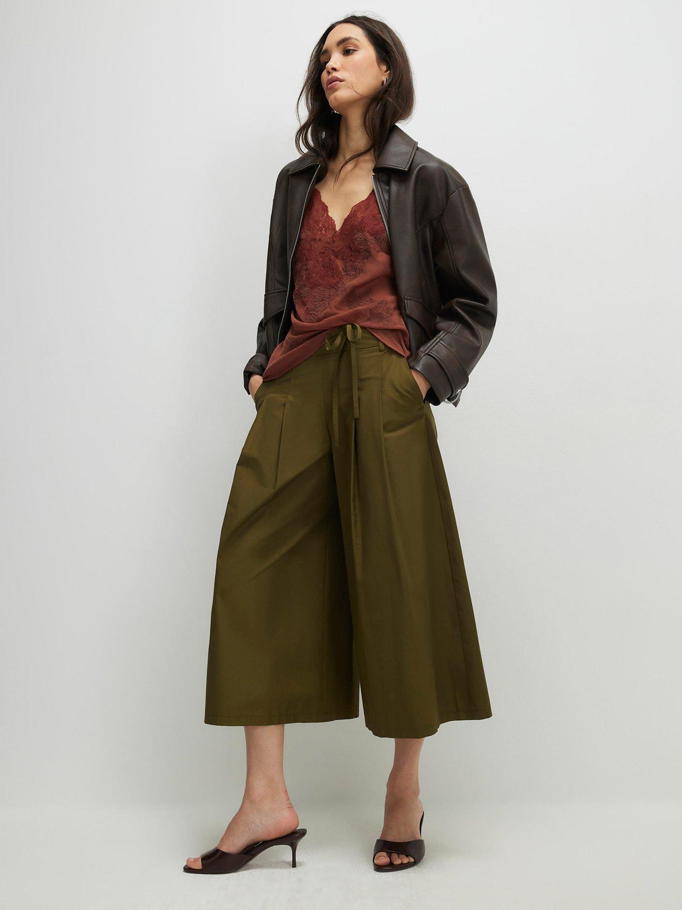 River Island Sadie Poplin Culotte - Green