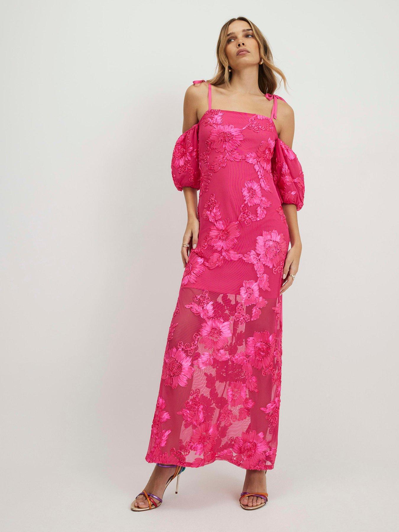 river-island-short-sleeve-cornelli-maxi-dress-pinkfront