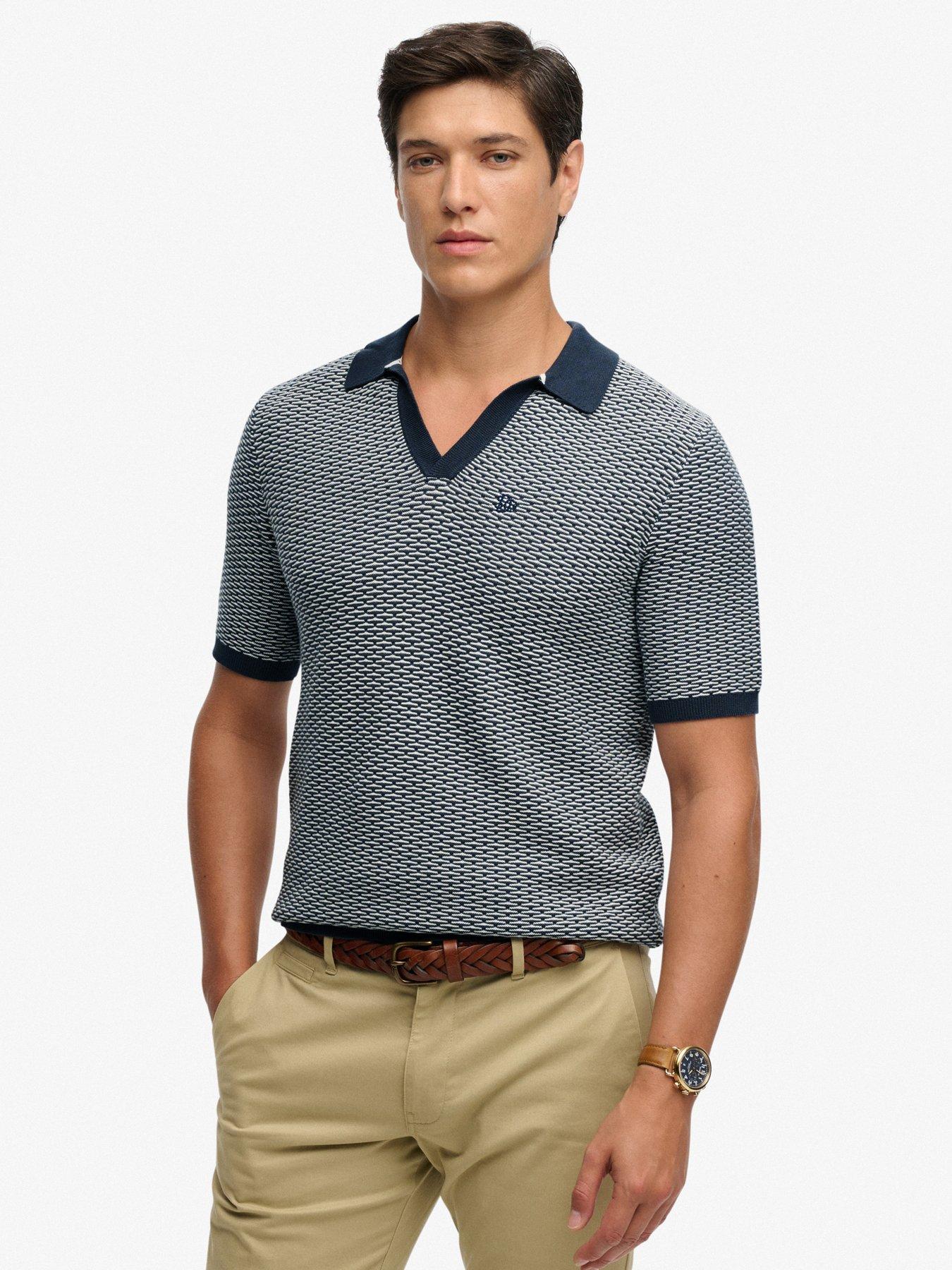 Superdry Superdry Johnny Collar Knitted Polo Shirt - Navy