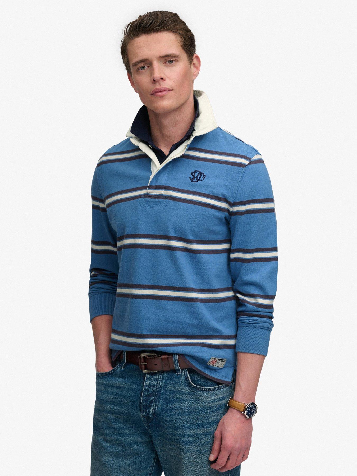 Superdry Superdry Vintage Athletic Stripe Rugby Top - Blue