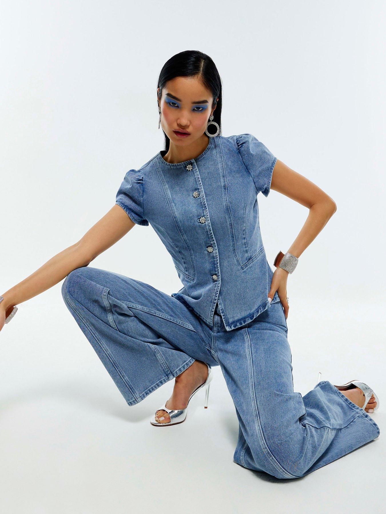Image 4 of 4 of River Island Peplum Bling Sebastian Top - Blue