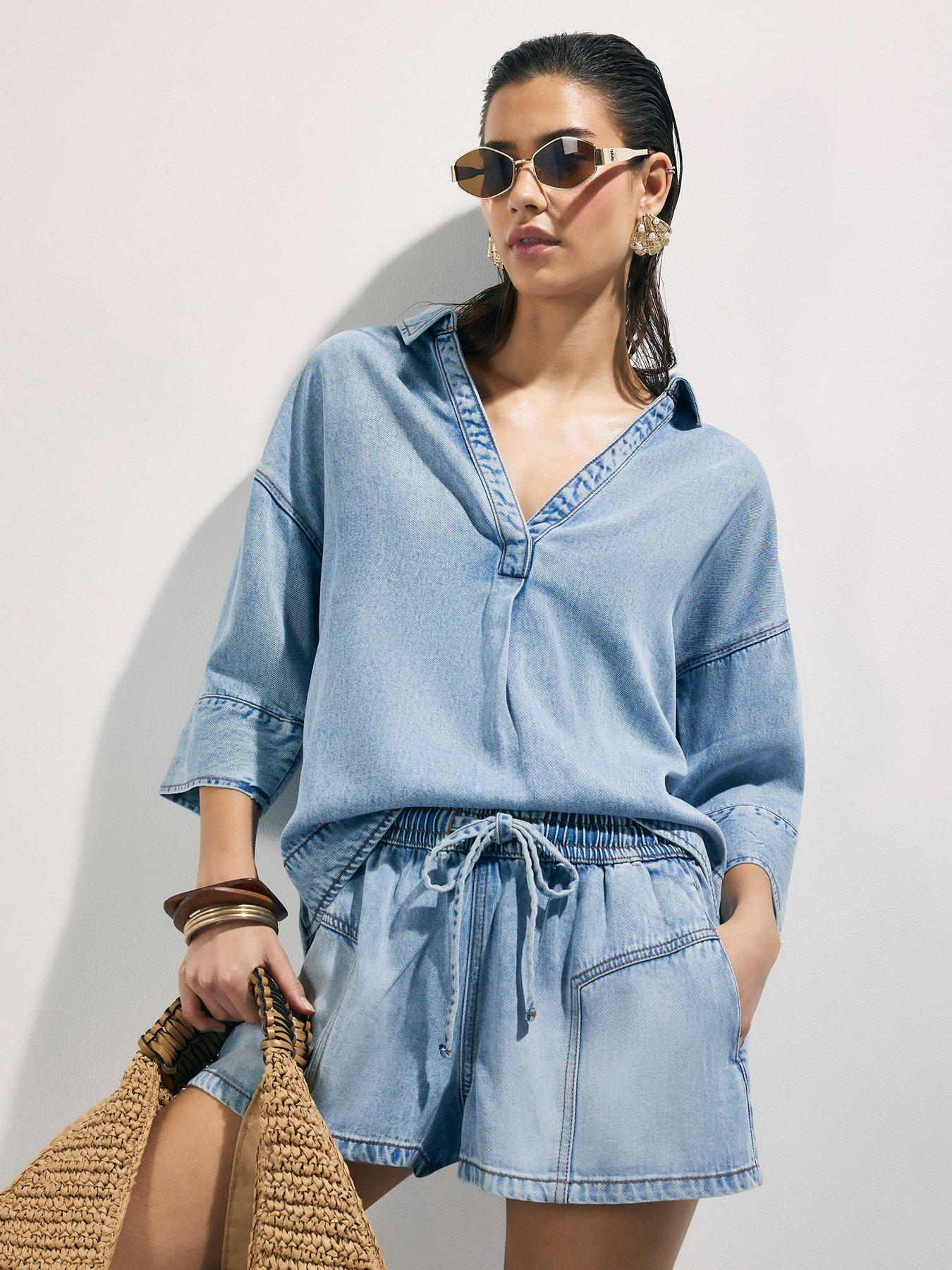 Image 1 of 6 of River Island Jupiter Denim Tunic - Blue