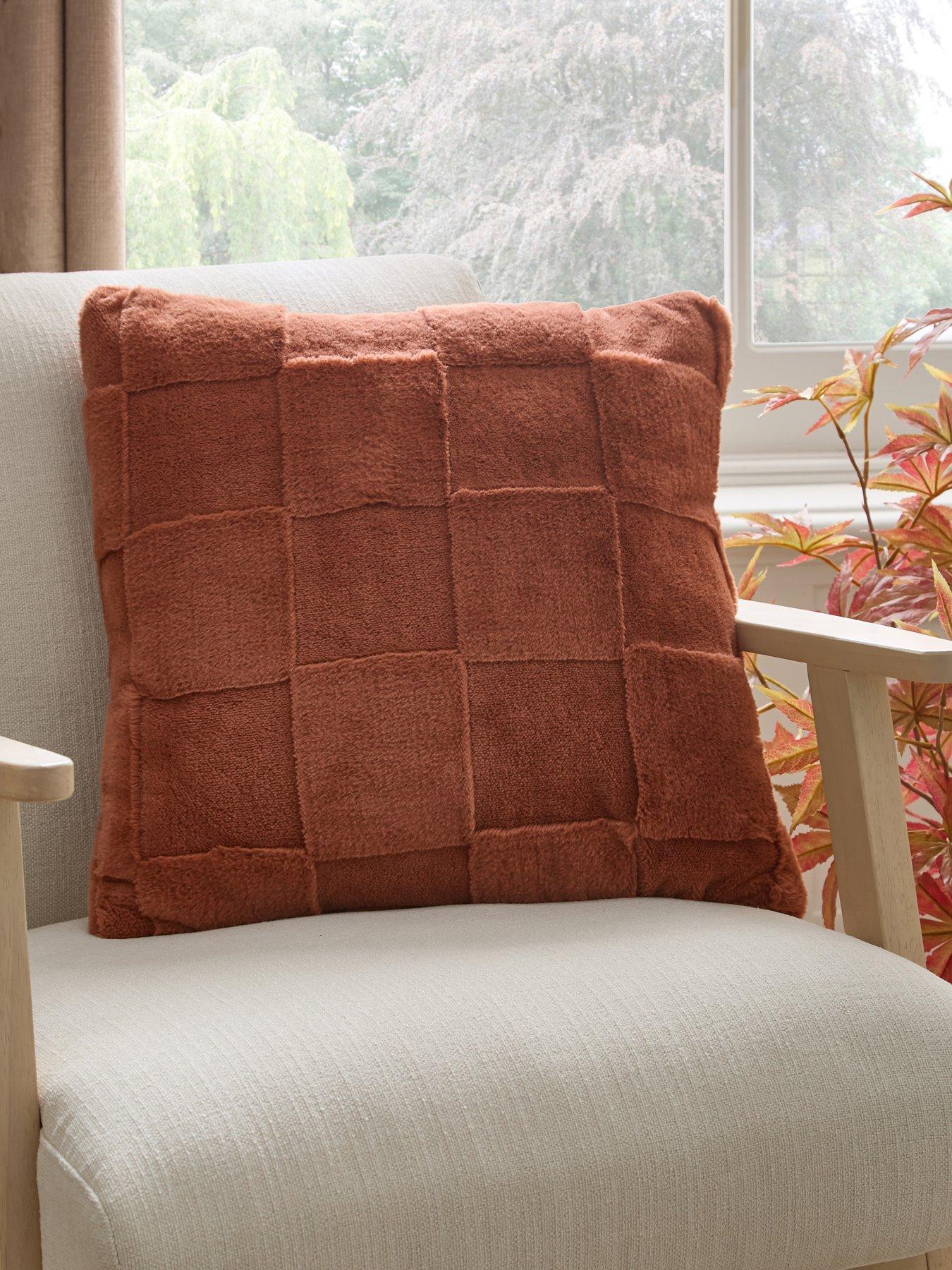 The Very Collection Checkerboard Faux Fur Cushion
