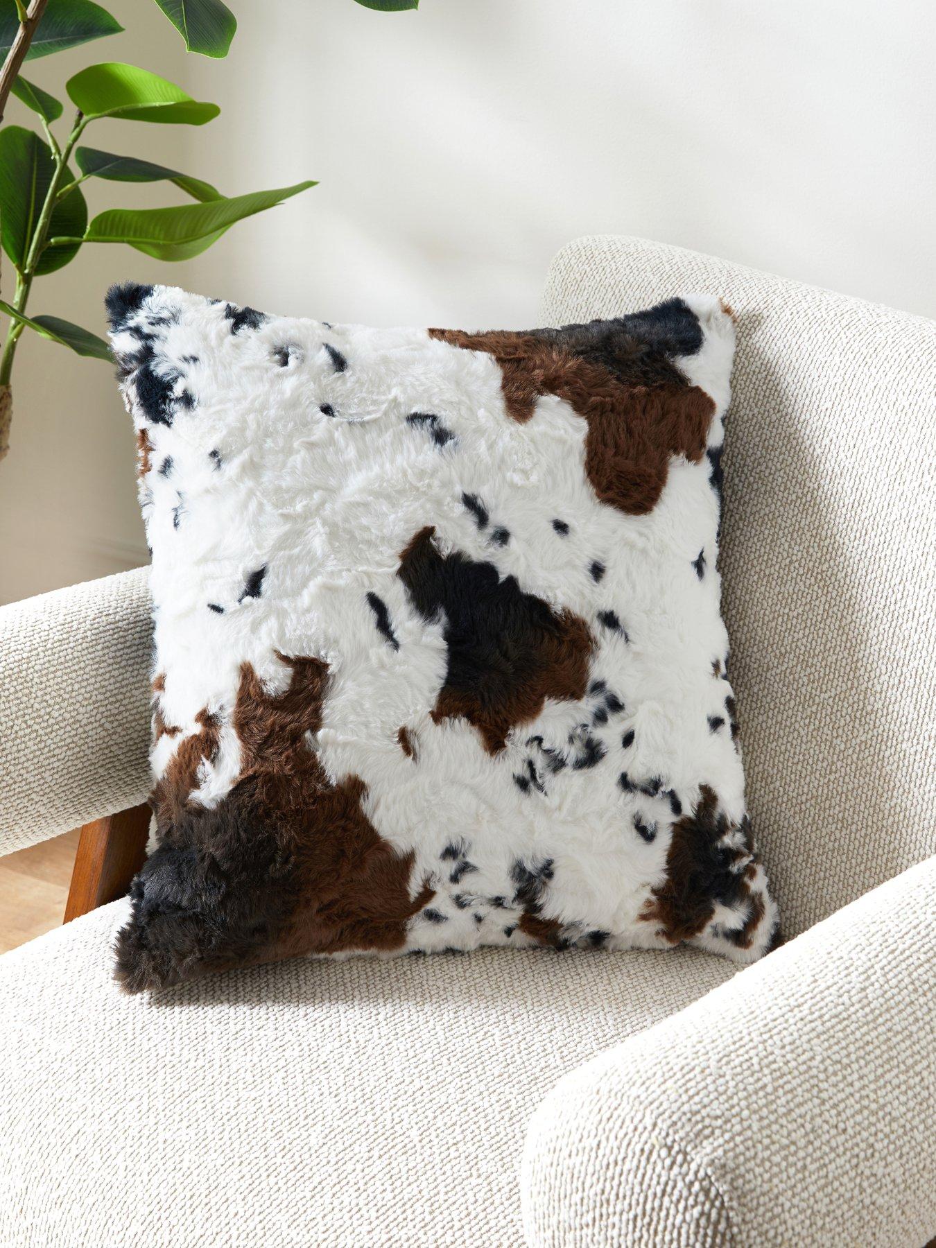 The Very Collection Cow Print Faux Fur Cushion