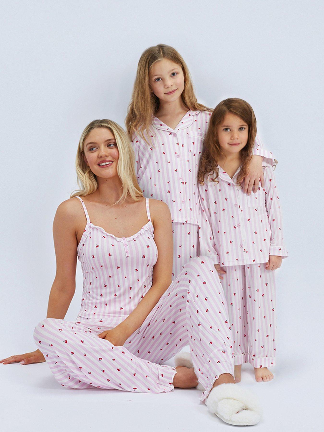 Boux Avenue Girls Cherry Stripe Modal Pyjamas - Pink Mix