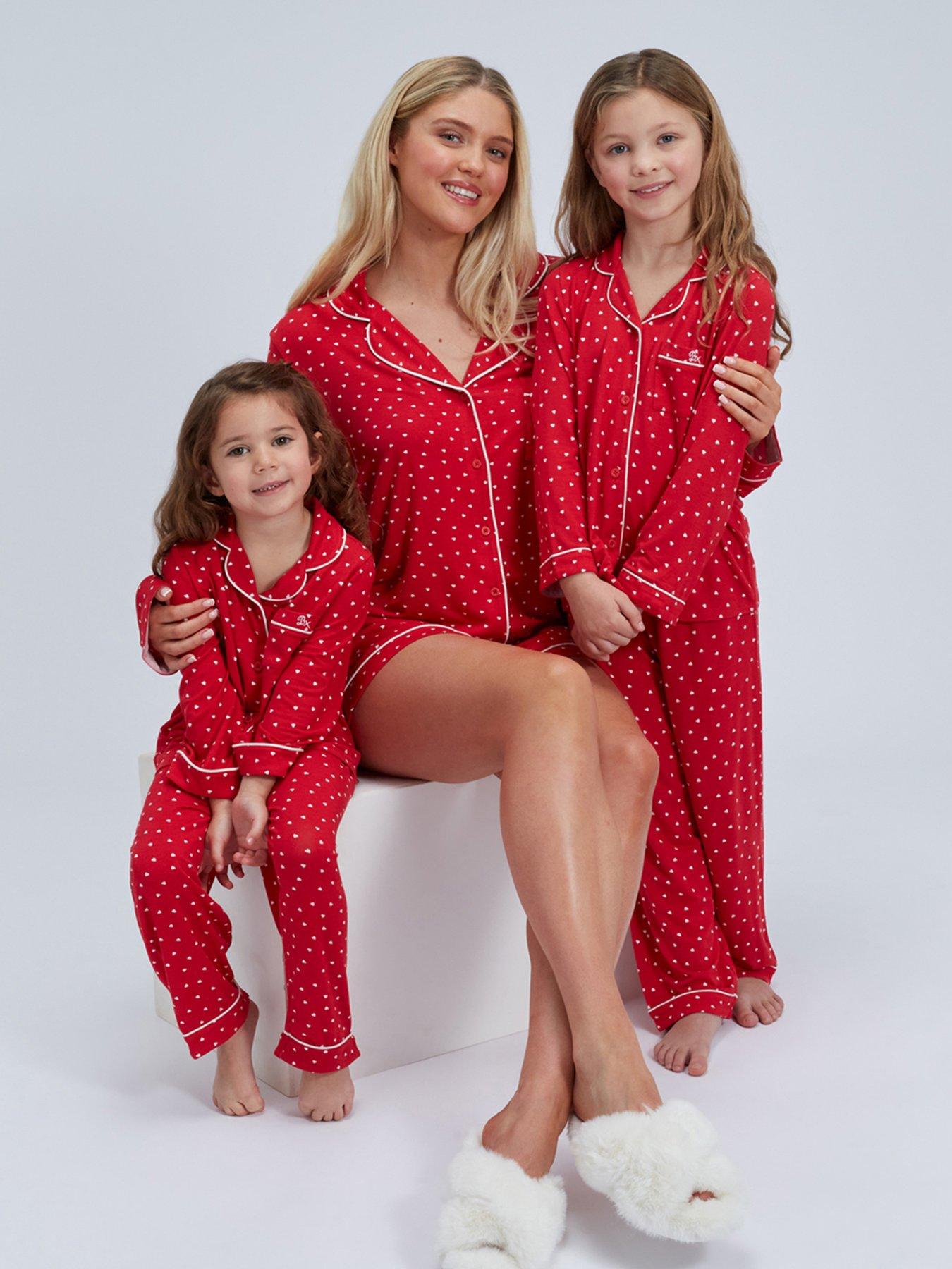 Image 1 of 6 of Boux Avenue Girls Heart Modal Pyjamas - Red Mix