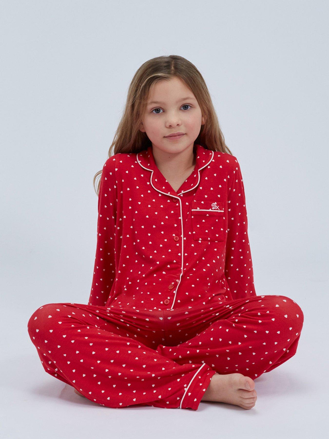 Image 4 of 6 of Boux Avenue Girls Heart Modal Pyjamas - Red Mix