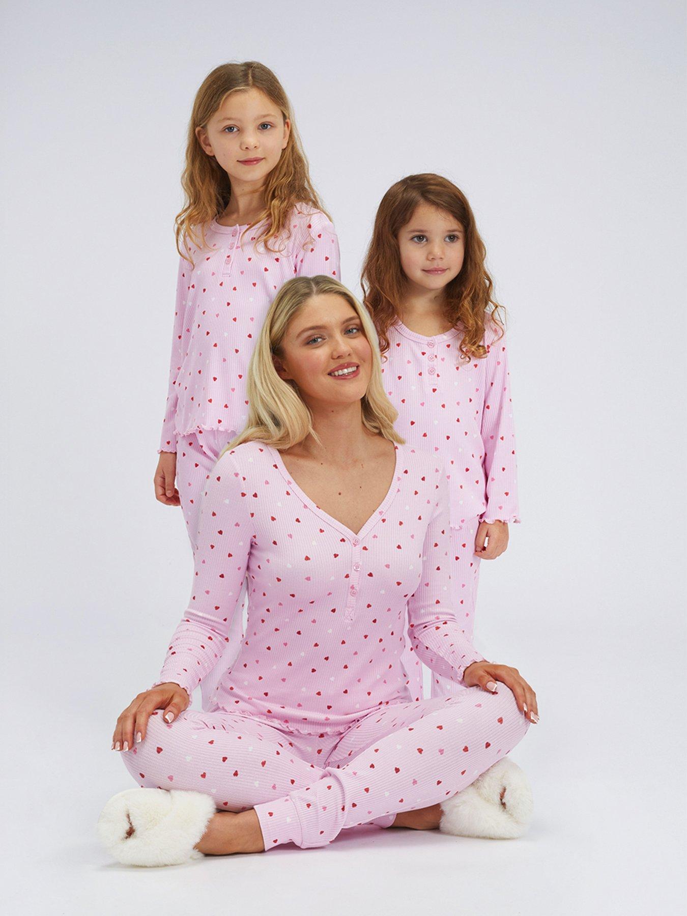 boux-avenue-girls-heart-rib-henley-pyjamas-pink-mix