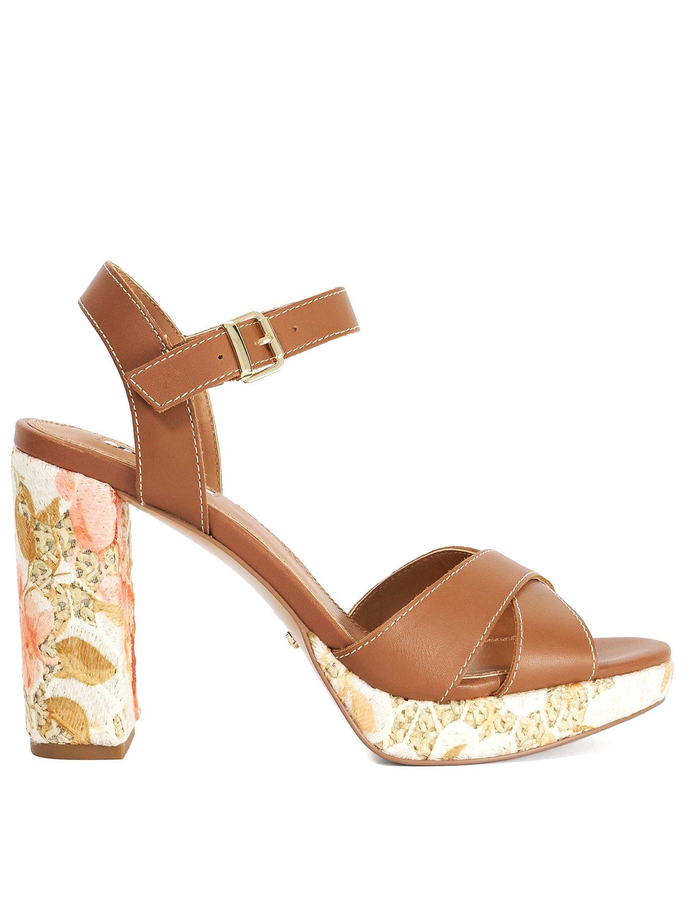Image 1 of 6 of Dune London Monique Platform Block Heel - Tan