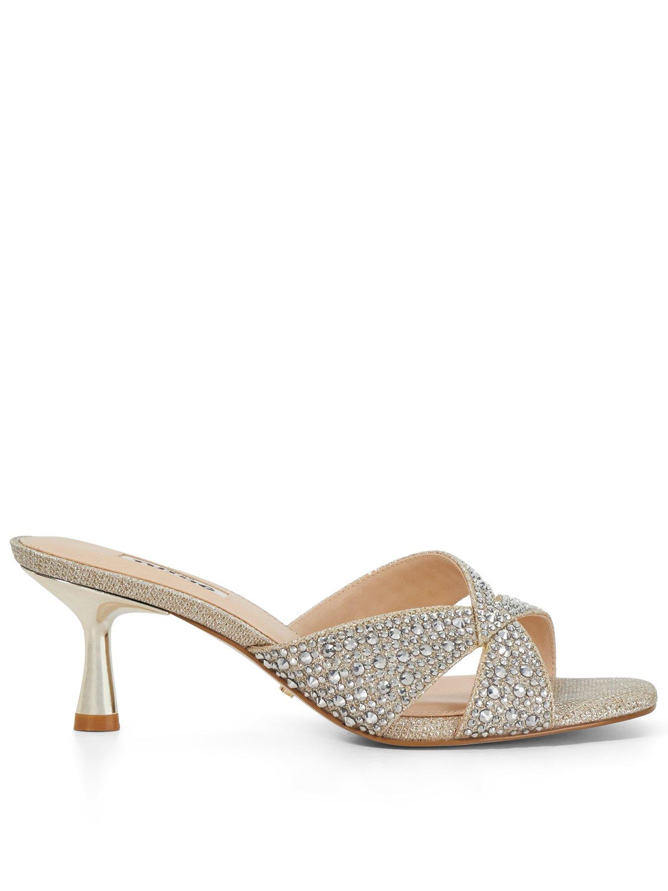 Dune London Monette Embellished Mule Heel - Gold
