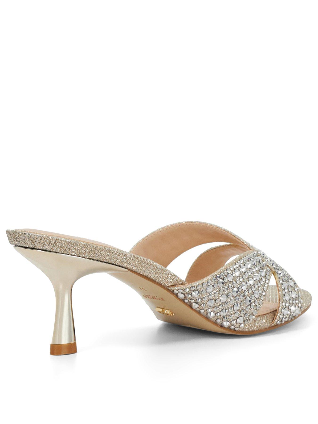 Image 3 of 6 of Dune London Monette Embellished Mule Heel - Gold