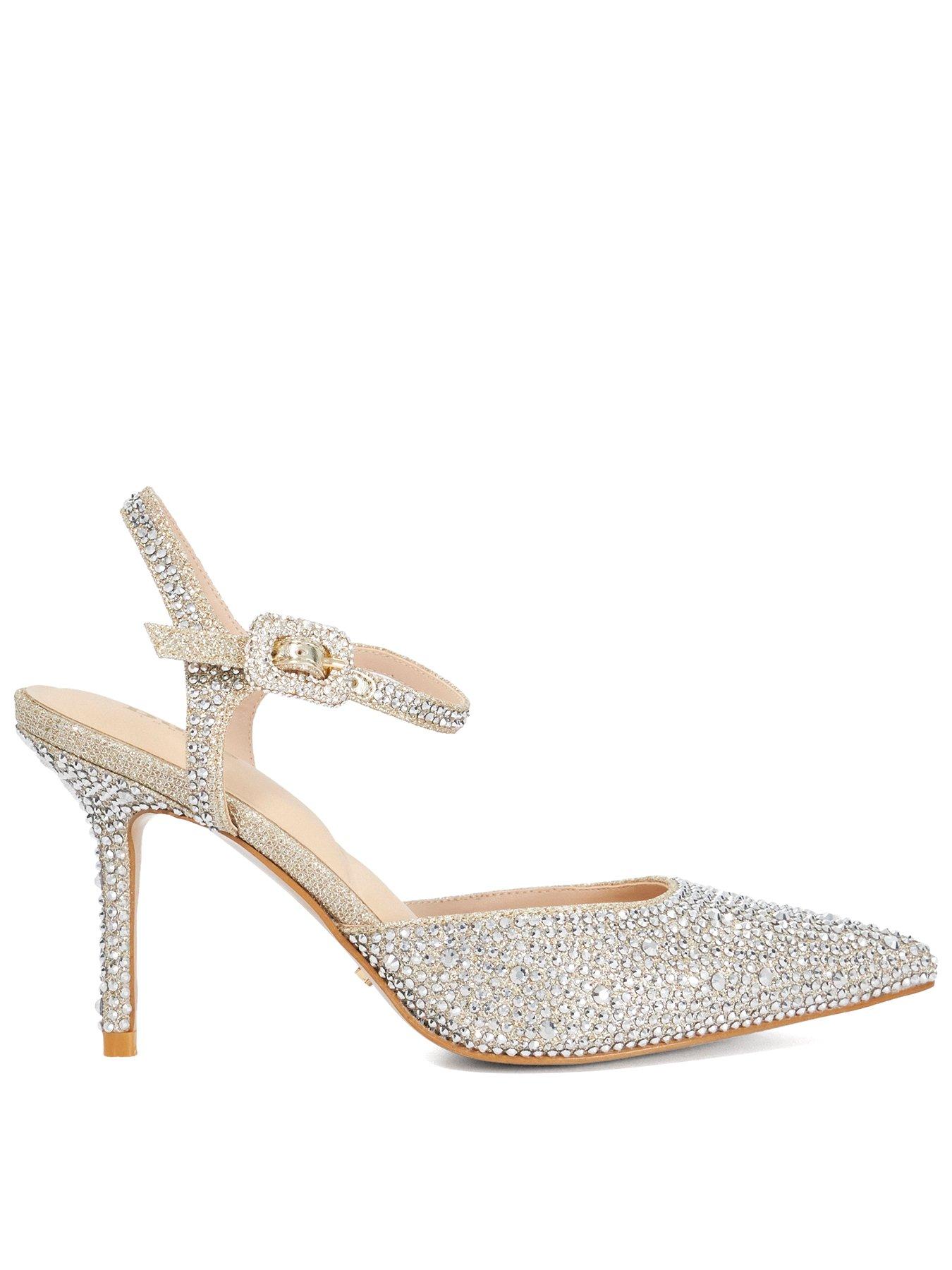 Dune London Confident Hotfix Embellished Open Courts - Gold