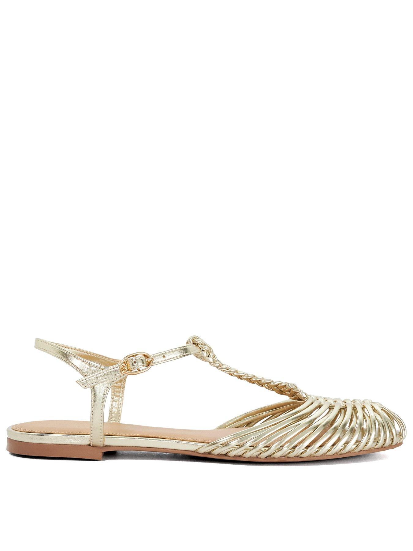 Dune London Harmoni Flower Corsage Ballerina - Gold