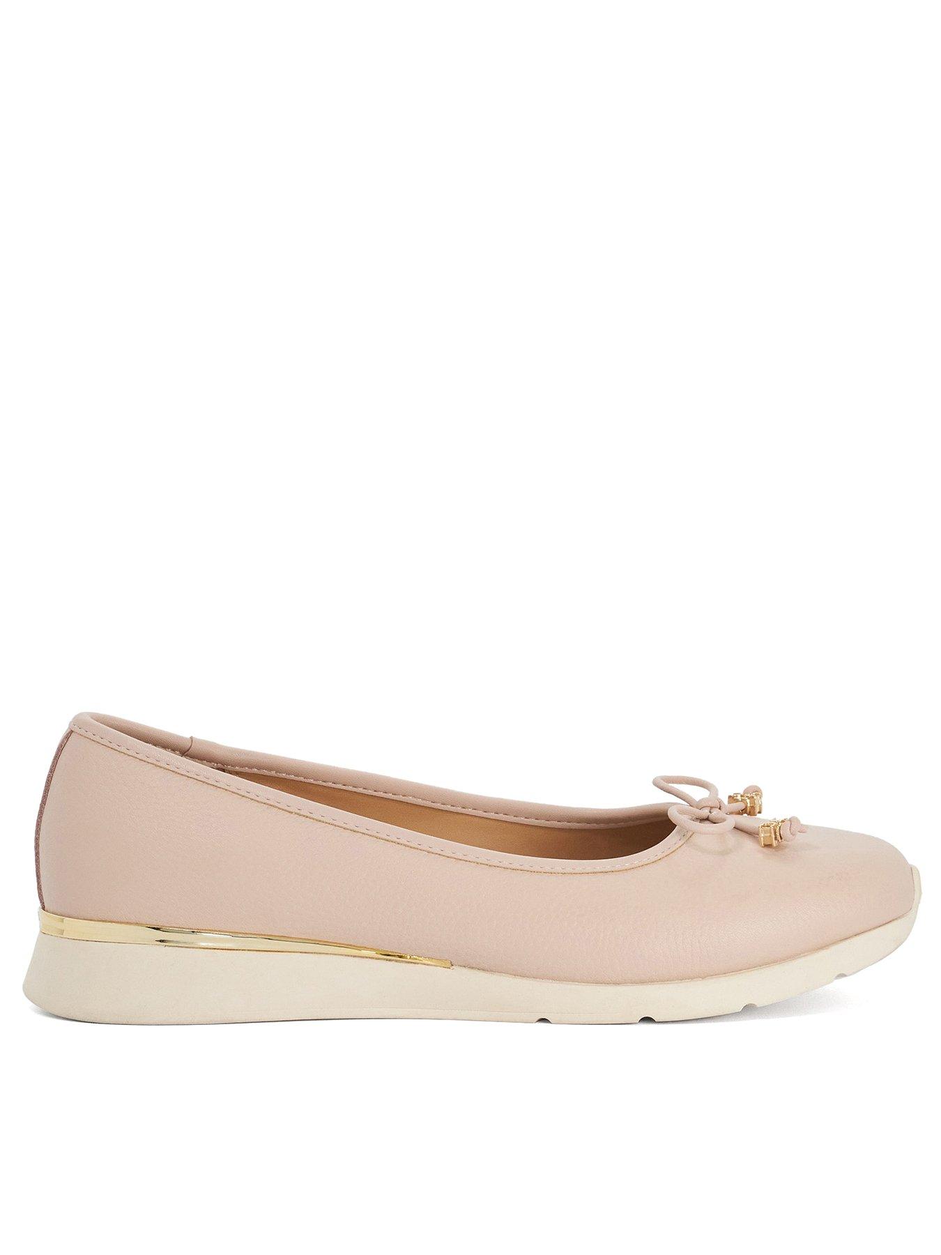 Dune London Highline Metal Coin Trim Leather Ballerina - Pink