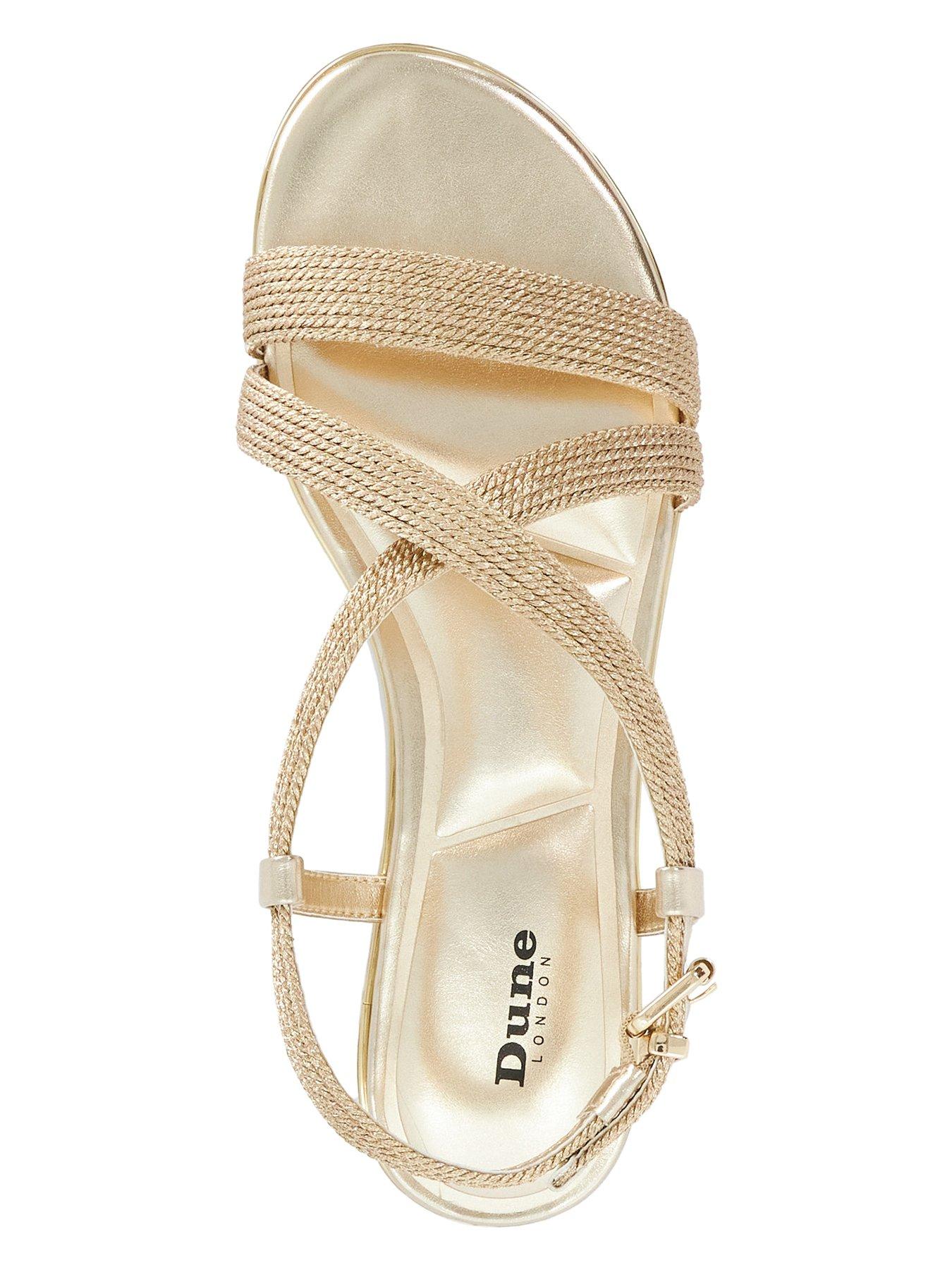 Image 4 of 6 of Dune London Lope Metallic Flat Sandals - Gold