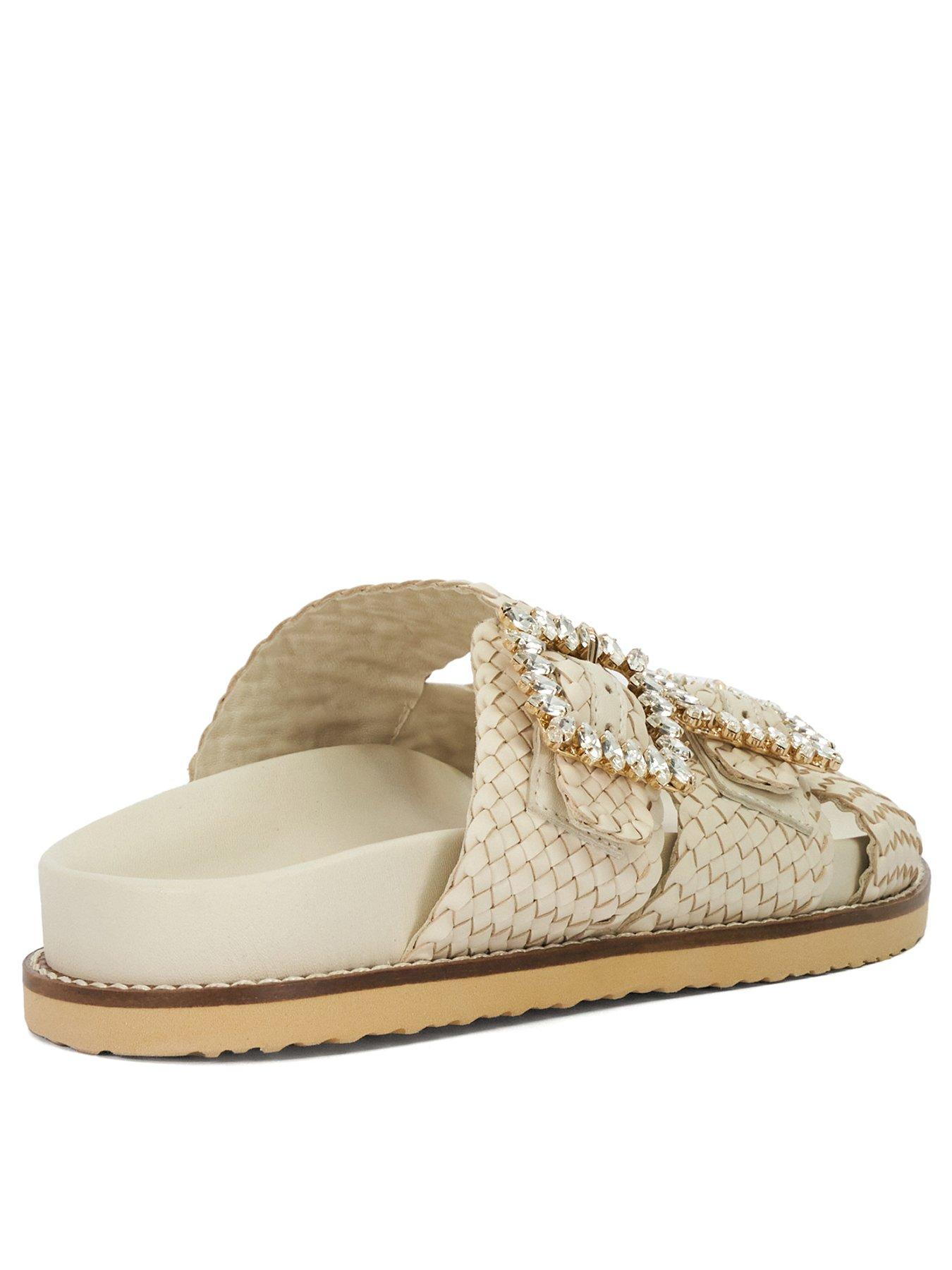 Image 3 of 5 of Dune London Lulos Buckle Strap Flat Sandal - White