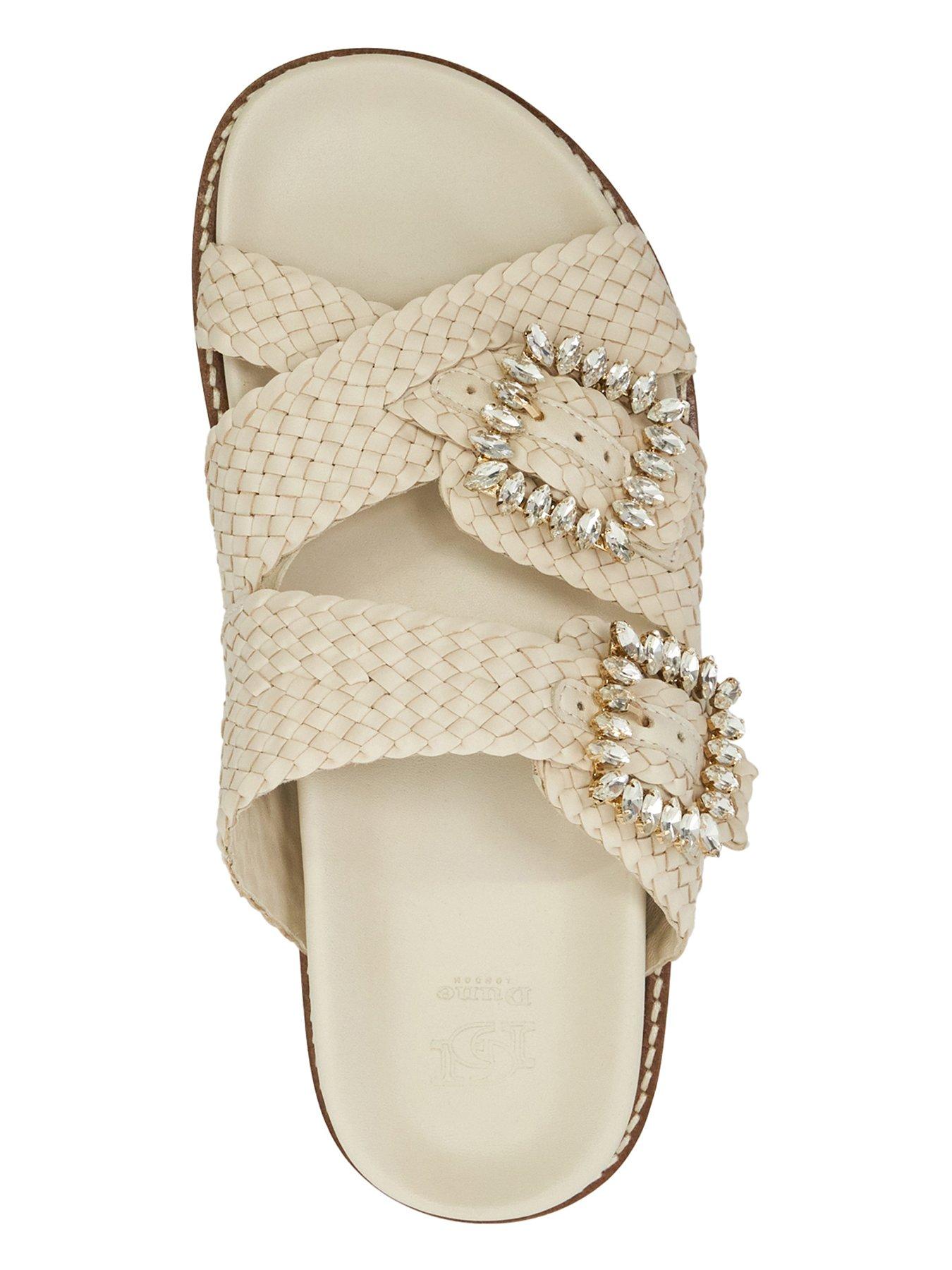 Image 4 of 5 of Dune London Lulos Buckle Strap Flat Sandal - White