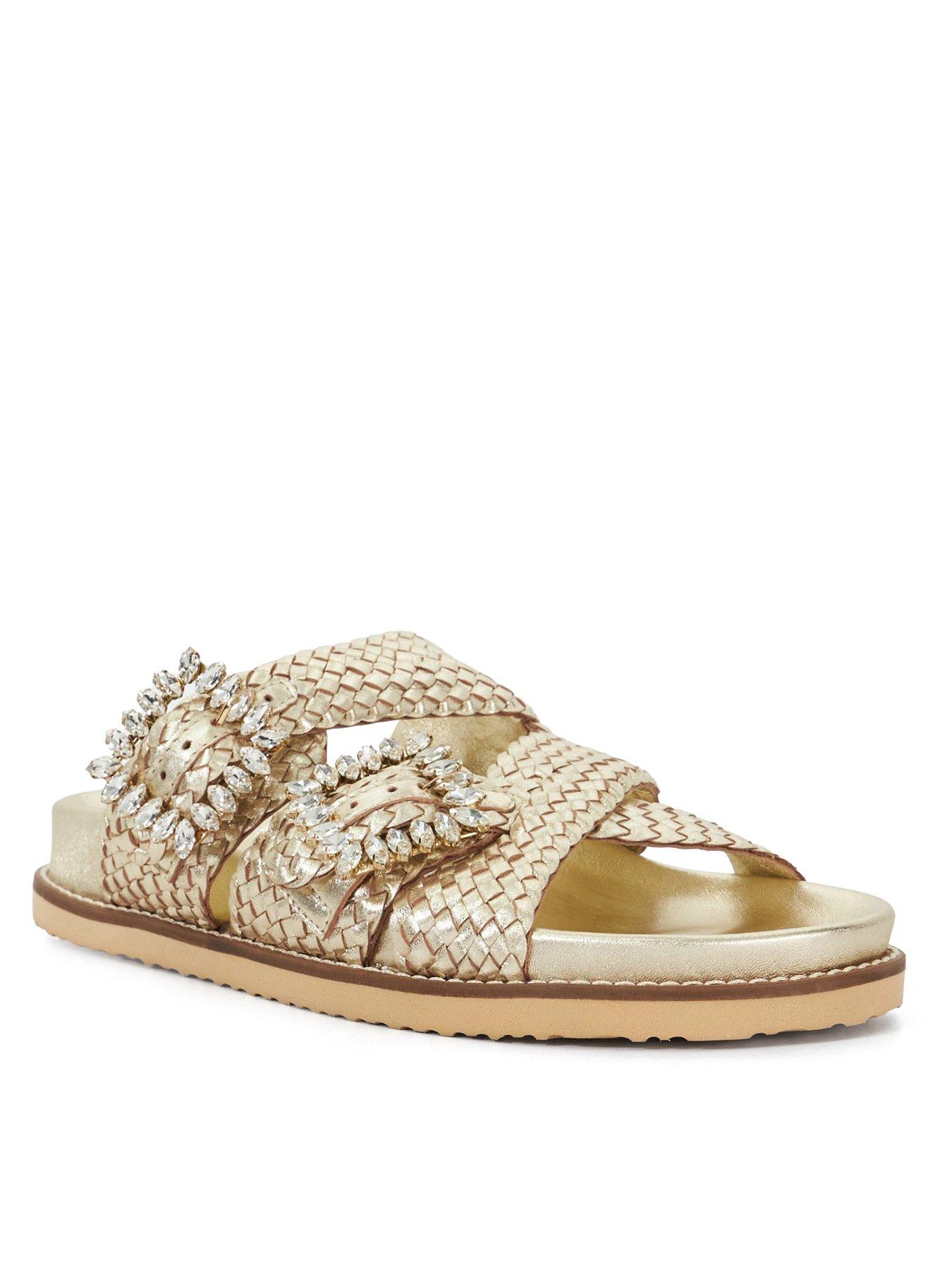 dune-london-lulos-buckle-strap-flat-sandal-goldstillFront