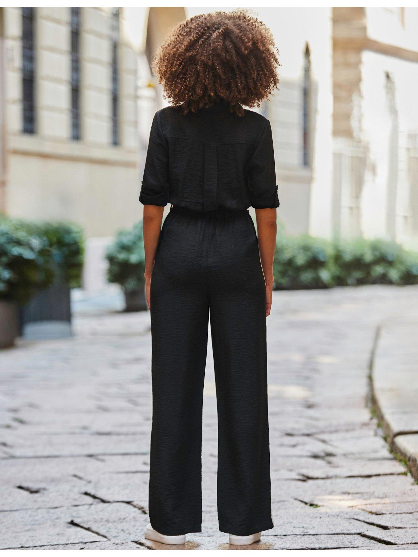 sosandar-side-stripe-button-front-jumpsuit-short-blackstillFront