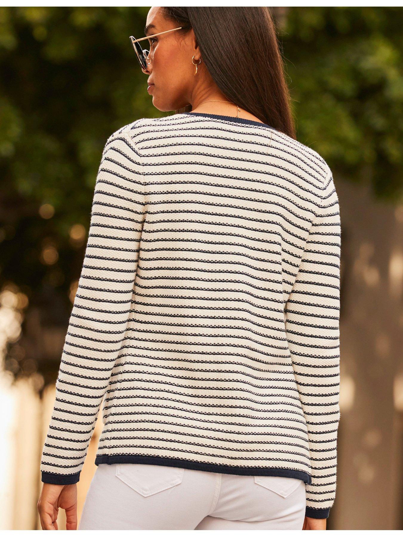 Image 2 of 4 of Sosandar Black &amp; White Stripe Zip Detail Cardigan