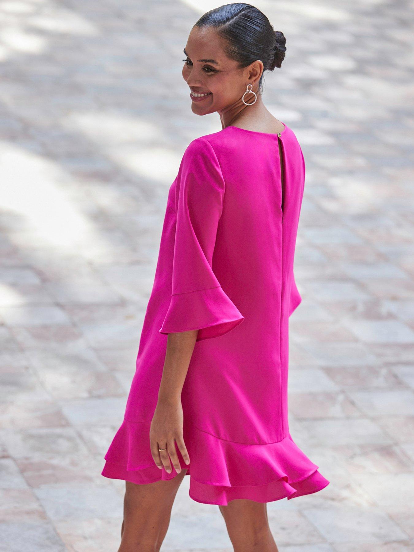 sosandar-dark-pink-double-ruffle-hem-shift-dressstillFront