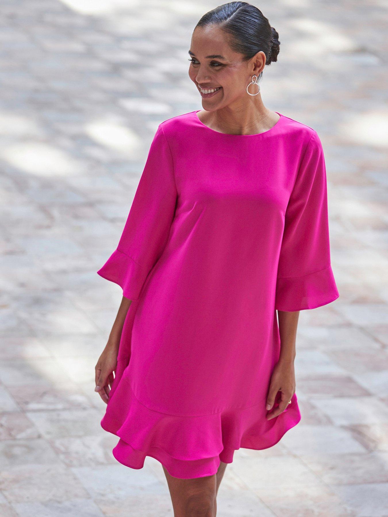 sosandar-dark-pink-double-ruffle-hem-shift-dressback