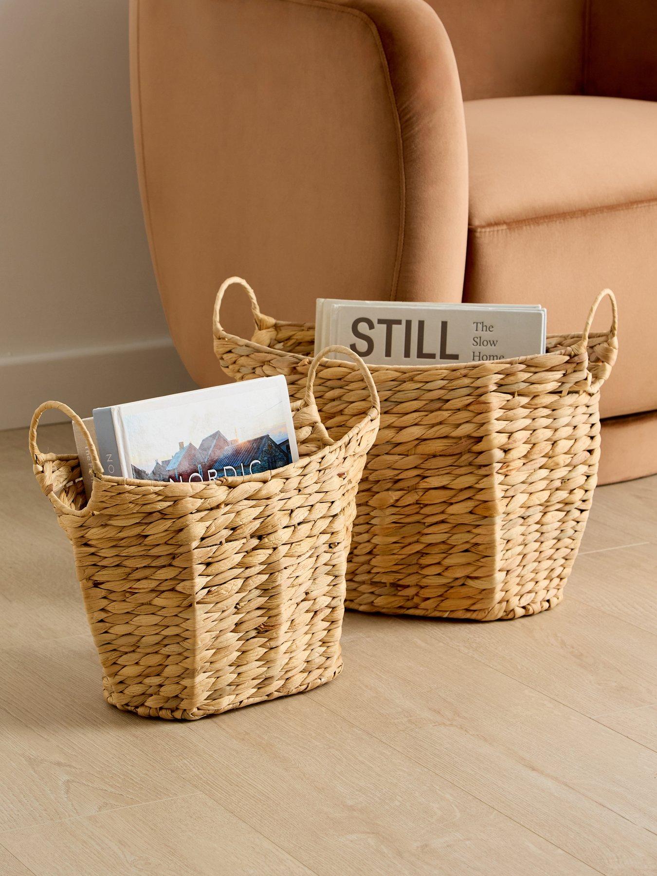 The Very Collection Set Of 2 Water Hyacinth Storage With Handle in Natural