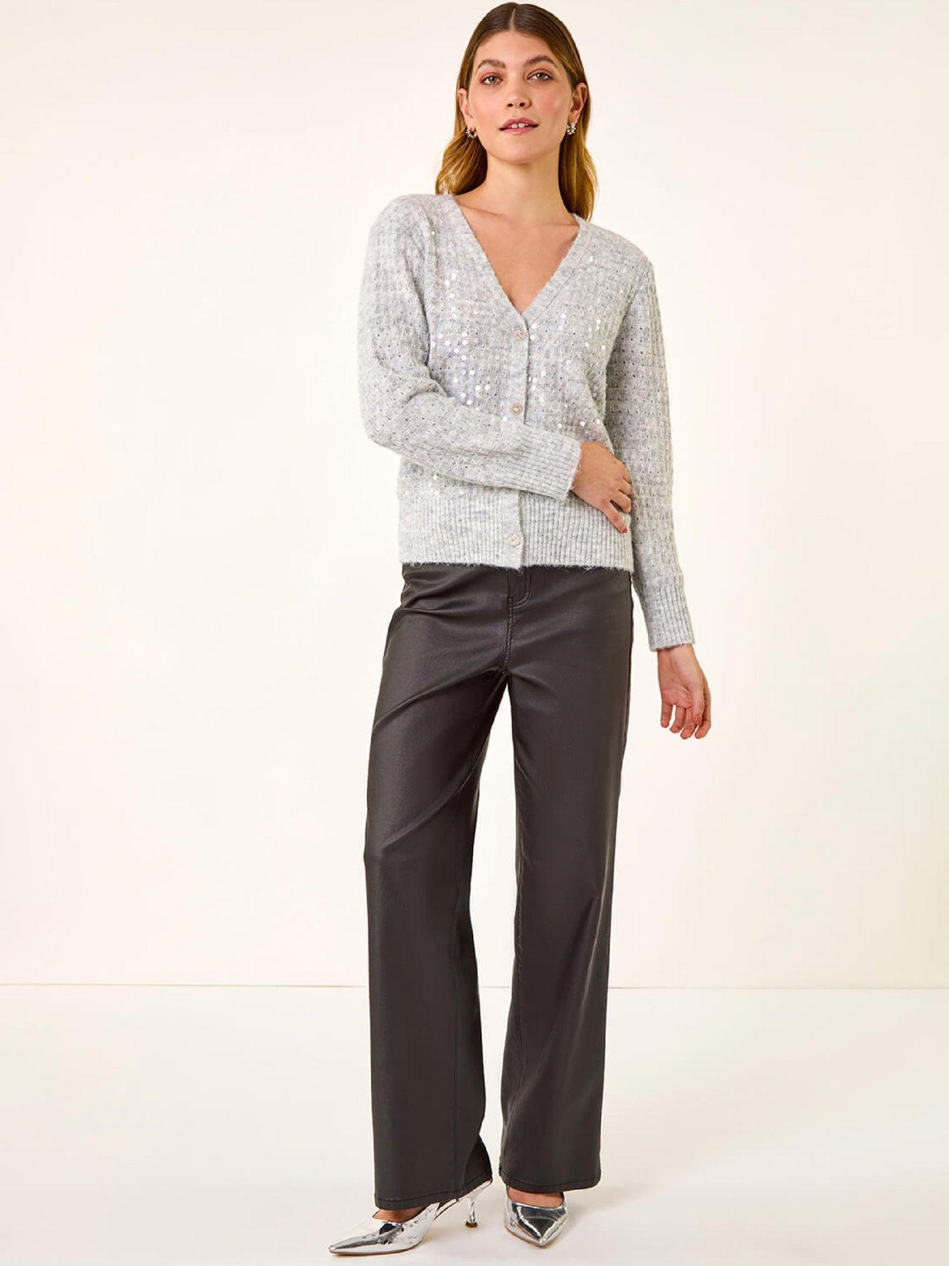 Image 3 of 5 of Roman Buttoned Sequin Knit Cardigan