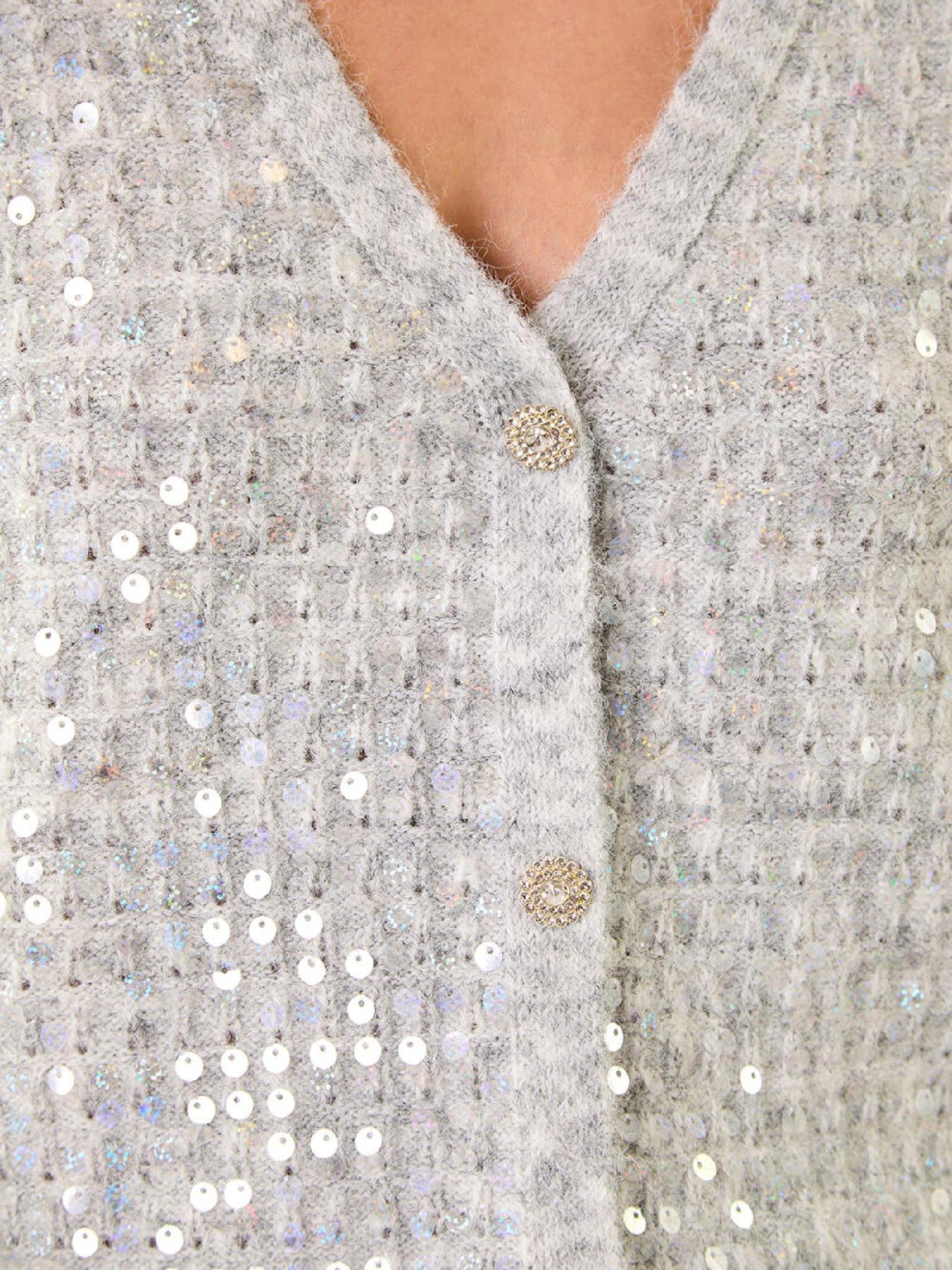 Image 5 of 5 of Roman Buttoned Sequin Knit Cardigan