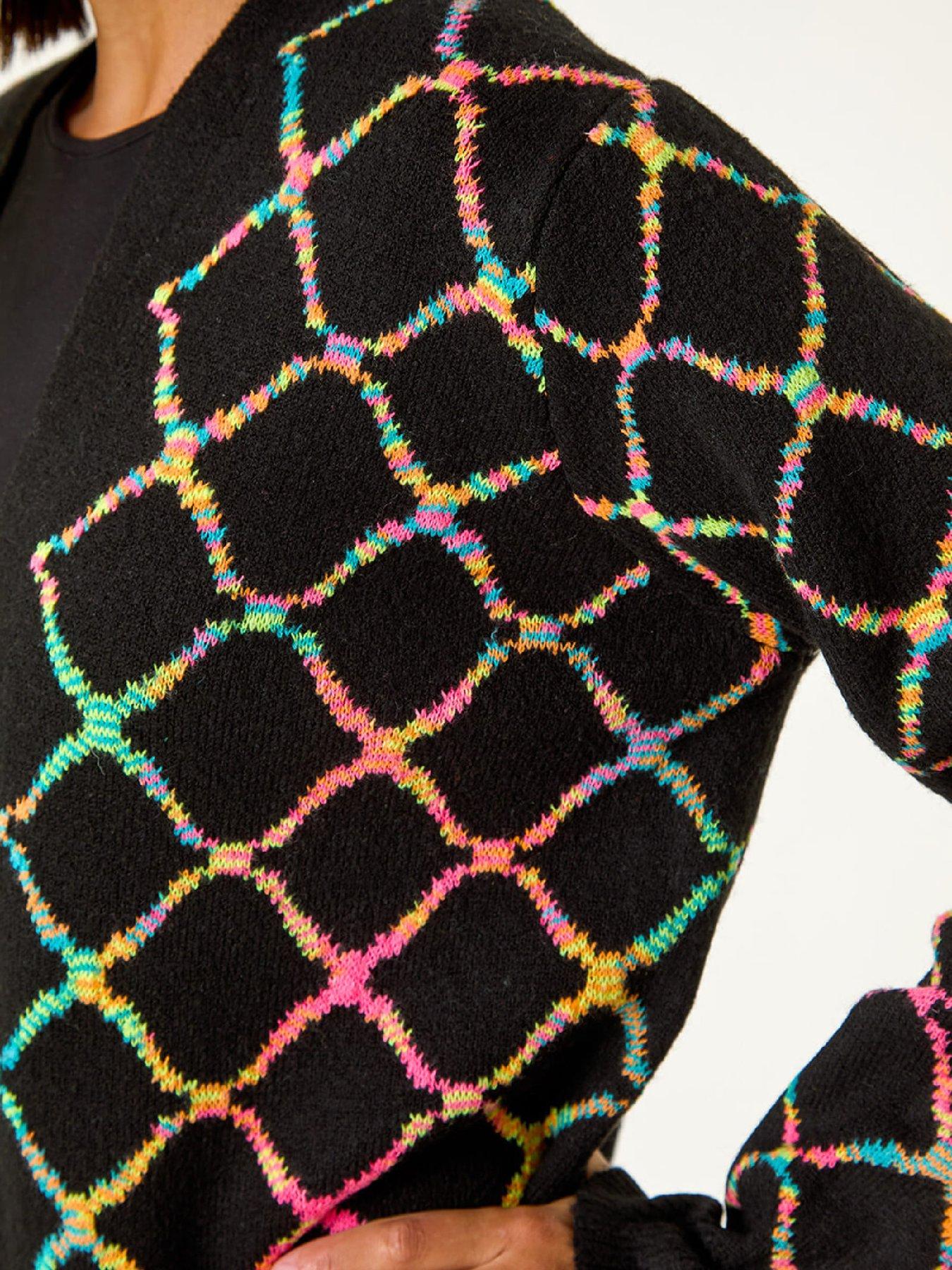 roman-longline-geometric-print-knit-cardigandetail
