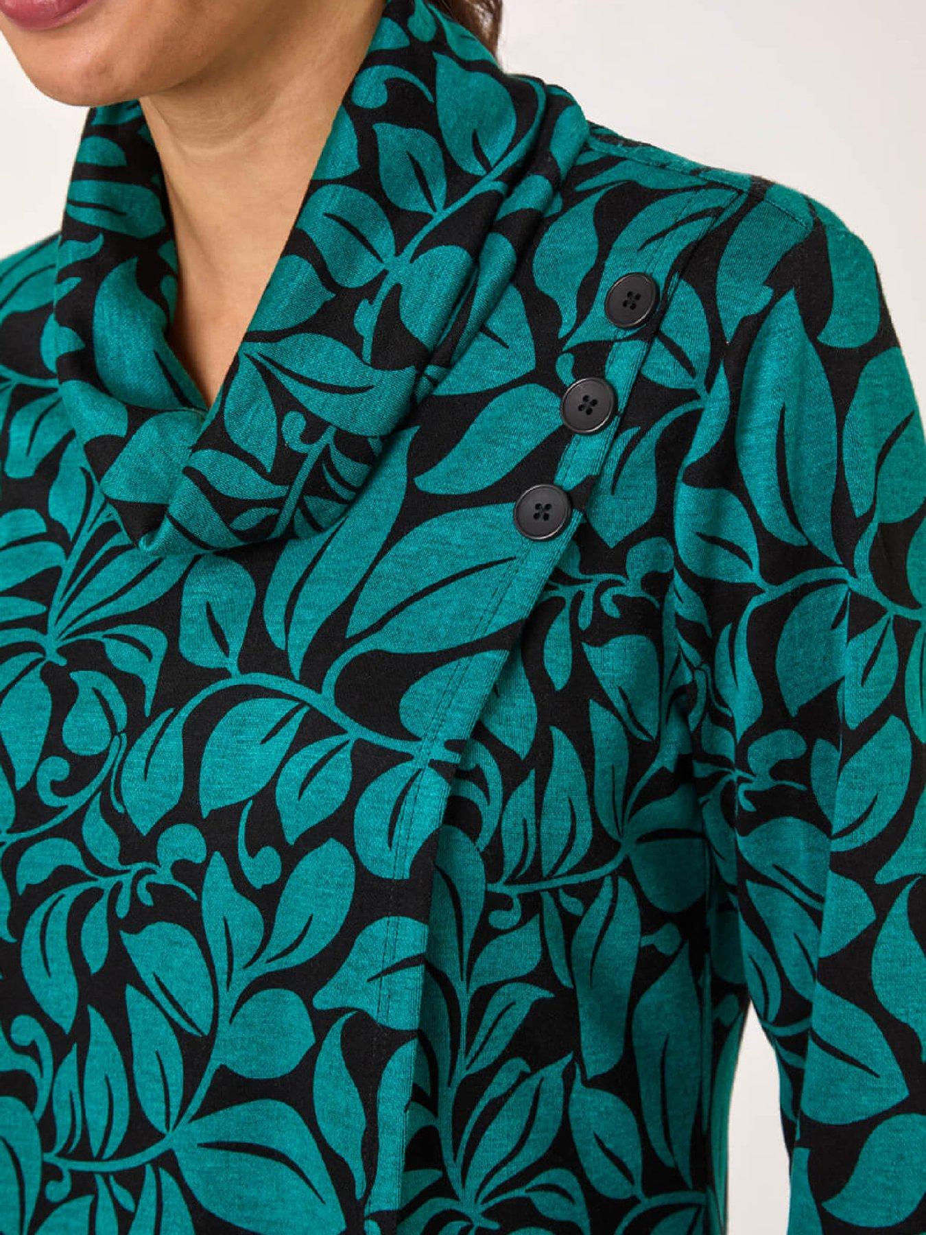 Image 5 of 5 of Roman Leaf Print Cowl Neck Top