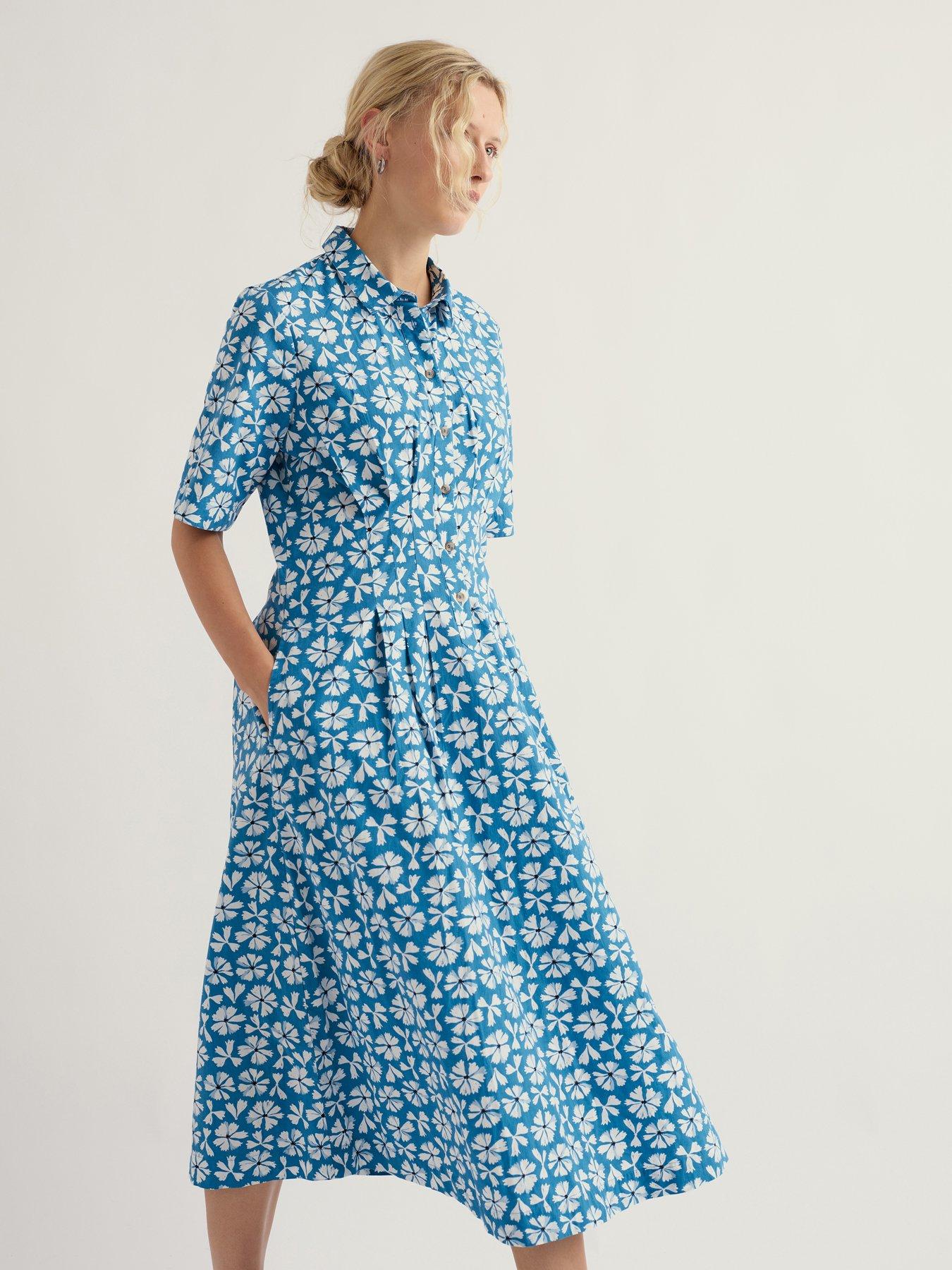 Image 3 of 5 of Seasalt Cornwall Wild Liquorice Dress Bold Cornflower Sailboats - Multi