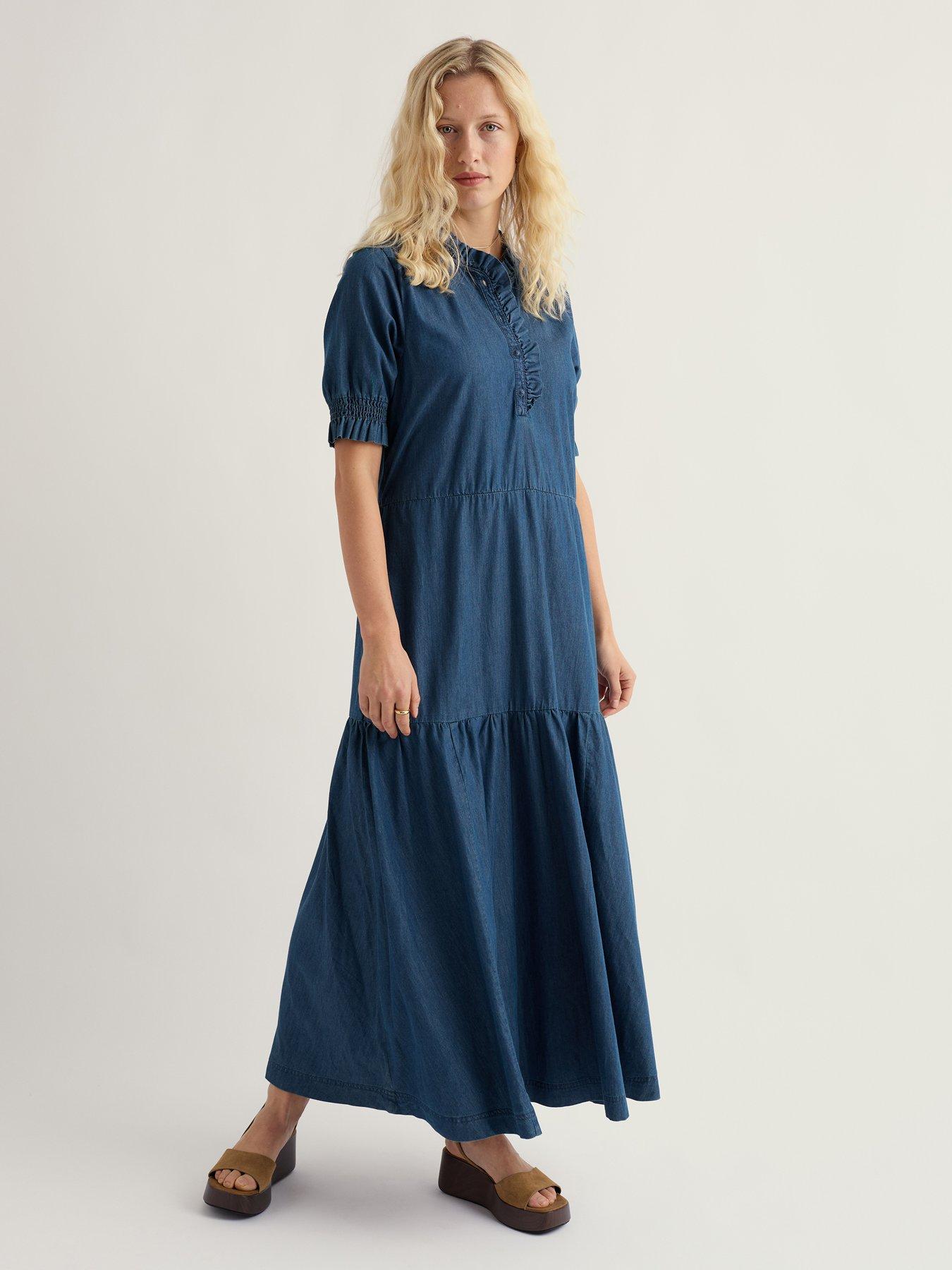 Seasalt Cornwall Feather Star Dress Mid Wash Indigo - Multi