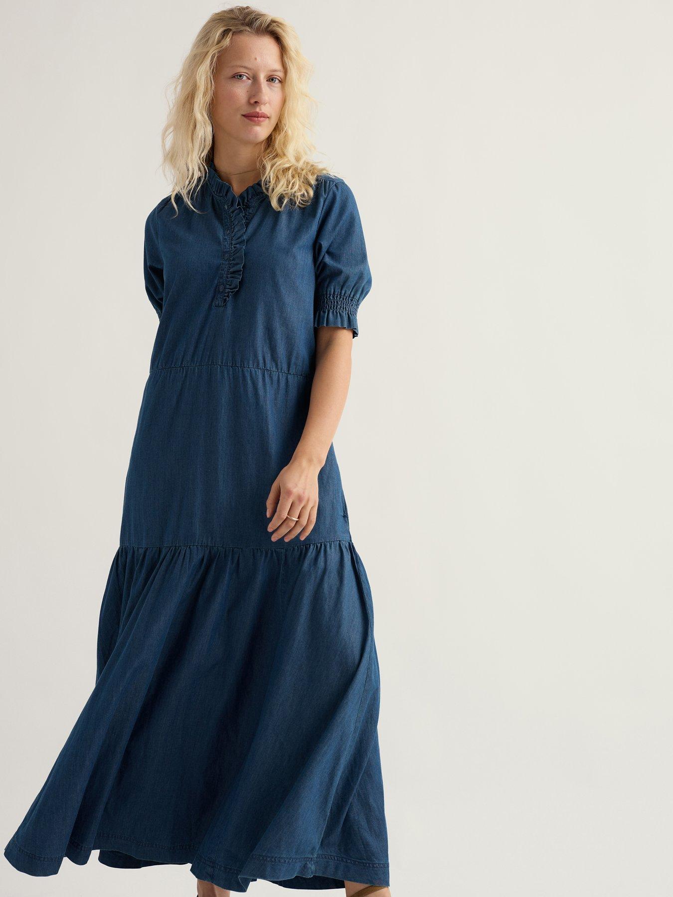 Image 3 of 5 of Seasalt Cornwall Feather Star Dress Mid Wash Indigo - Multi