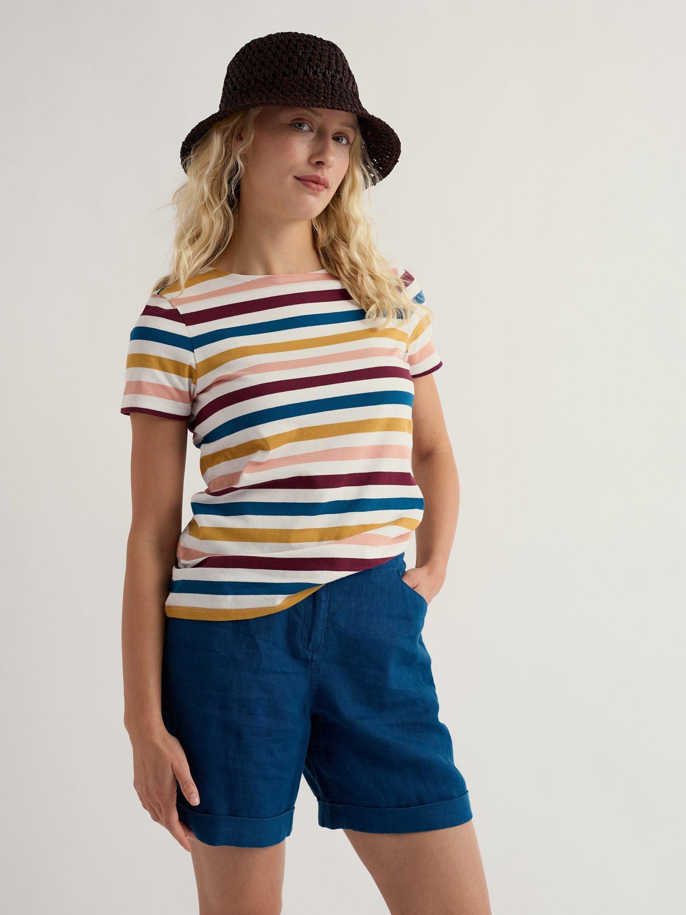 Seasalt Cornwall Sailor T-Shirt Quad Scallion Rosehip - Multi