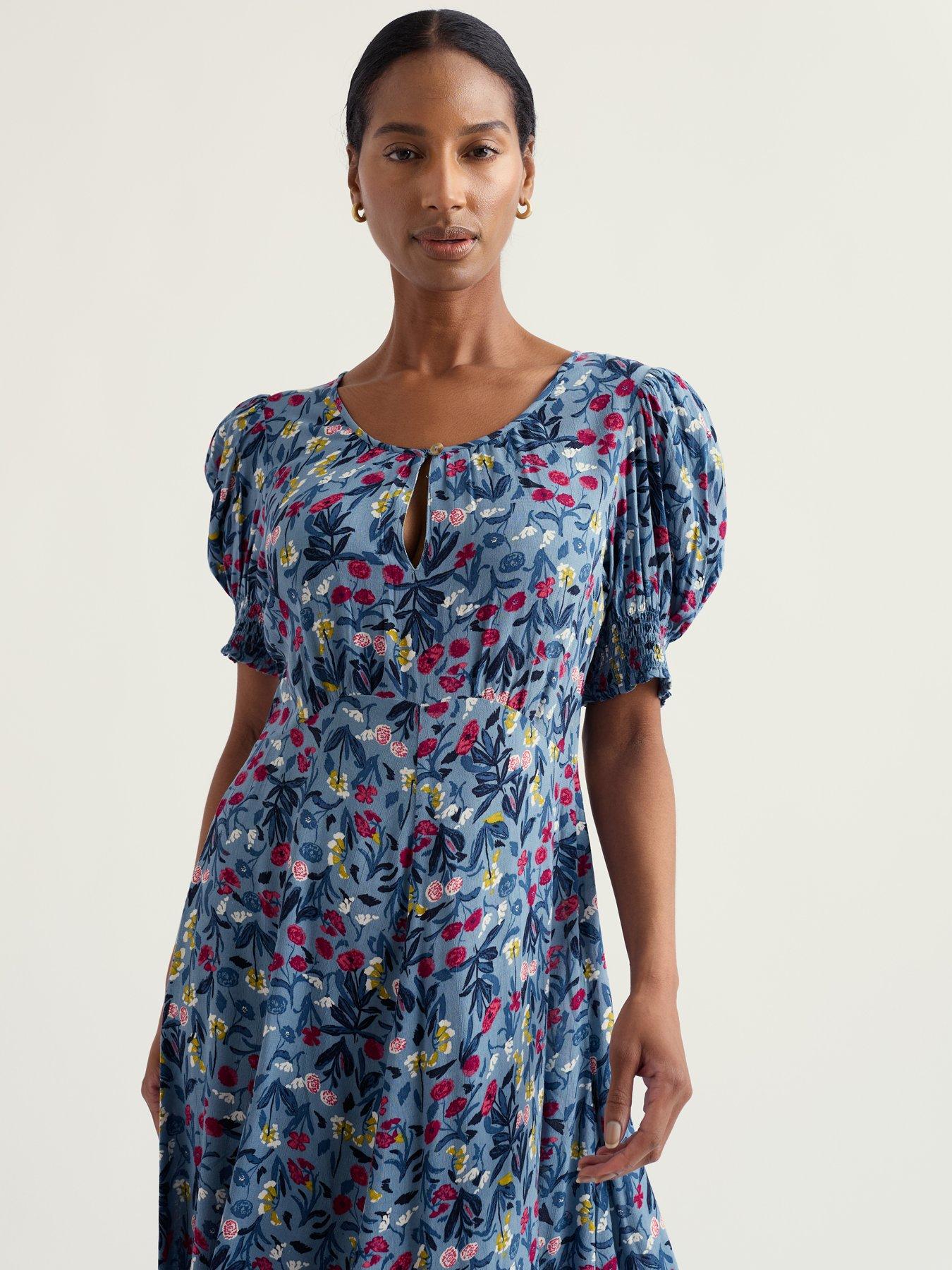 Image 1 of 5 of Seasalt Cornwall Marsh Violet Dress Spring Stems Seascape Mix