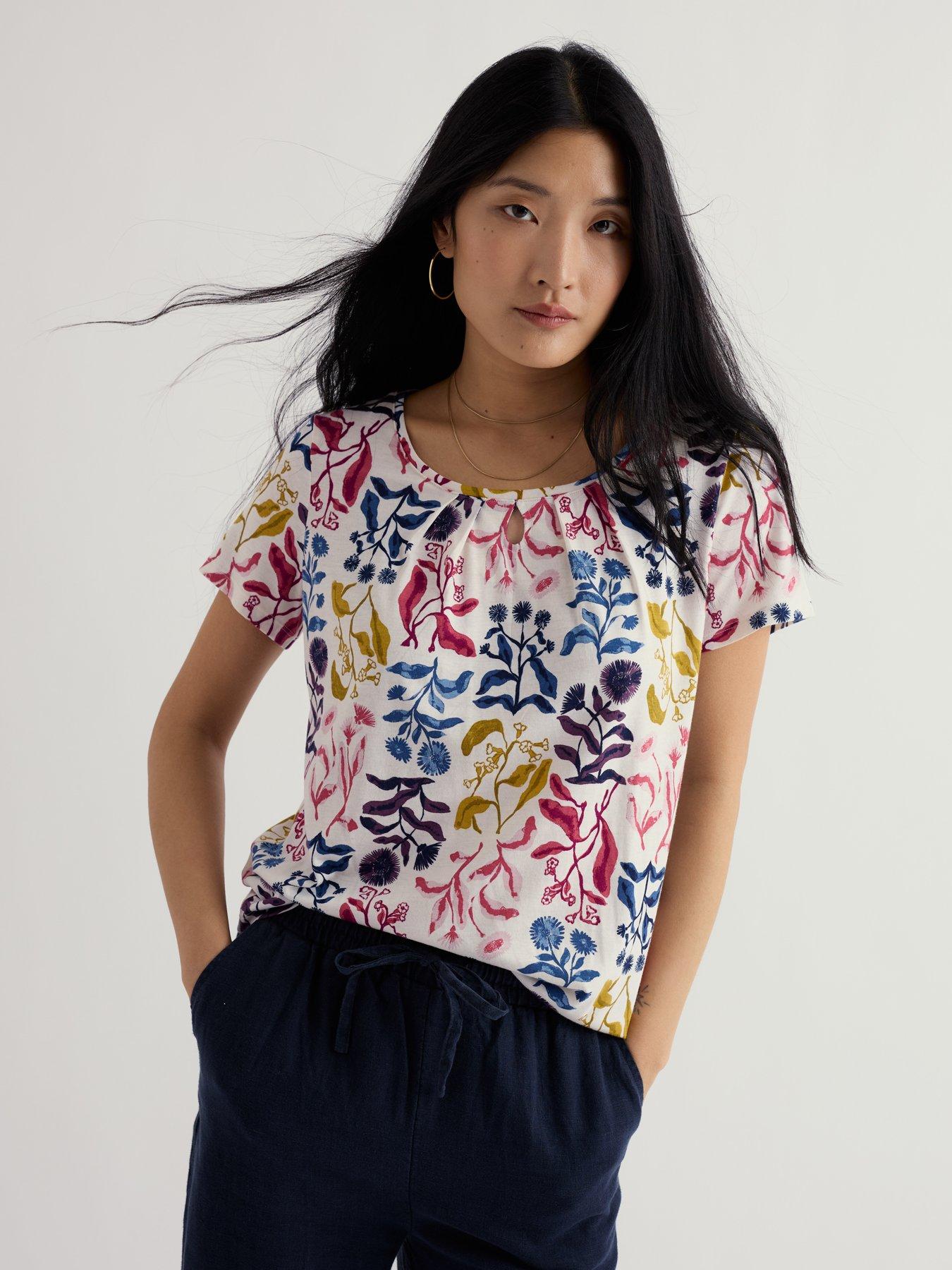 Seasalt Cornwall Appletree T-Shirt - Inky Botanical Chalk