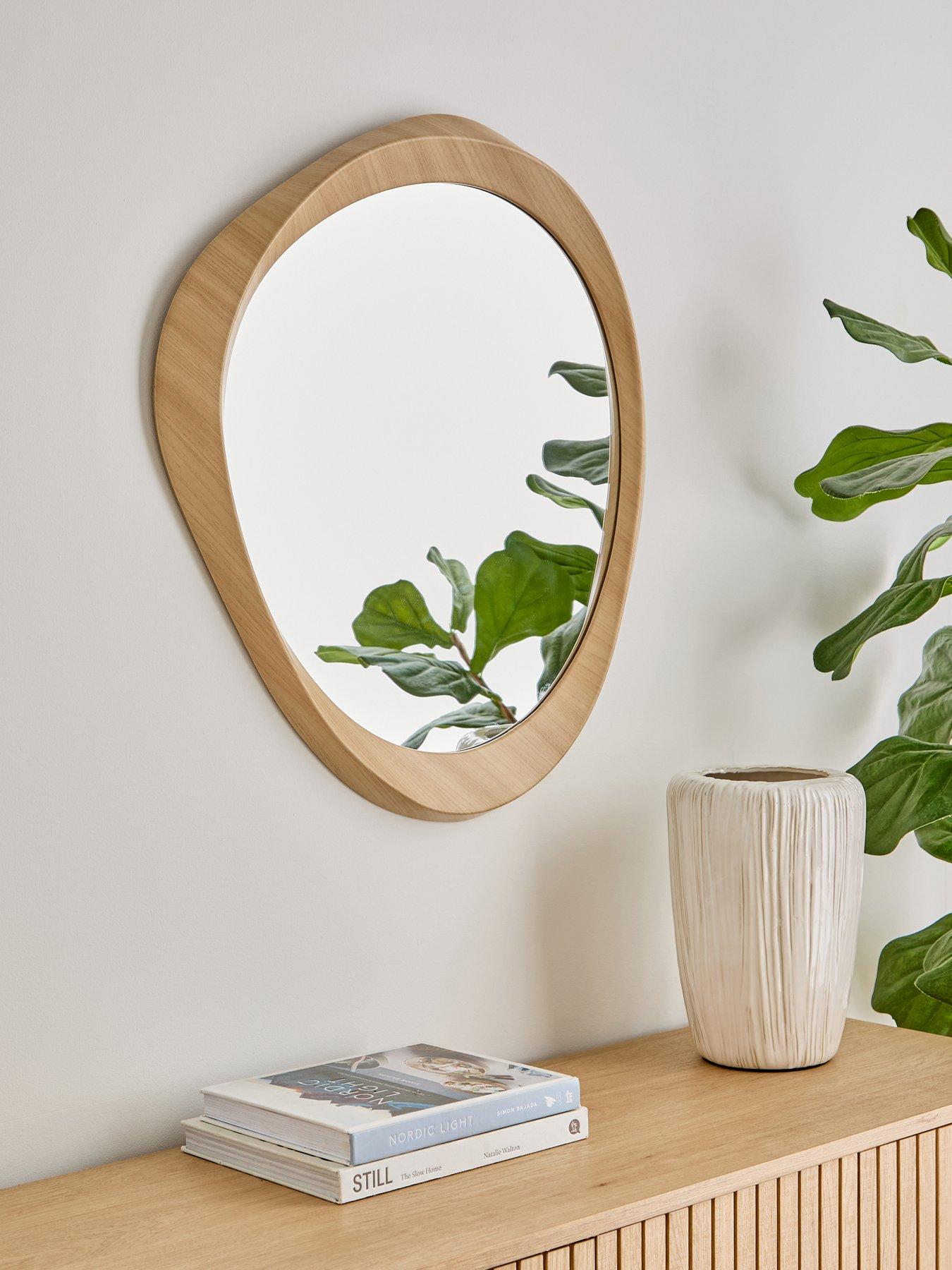 The Very Collection Curved Round Wooden Mirror 62x66cm