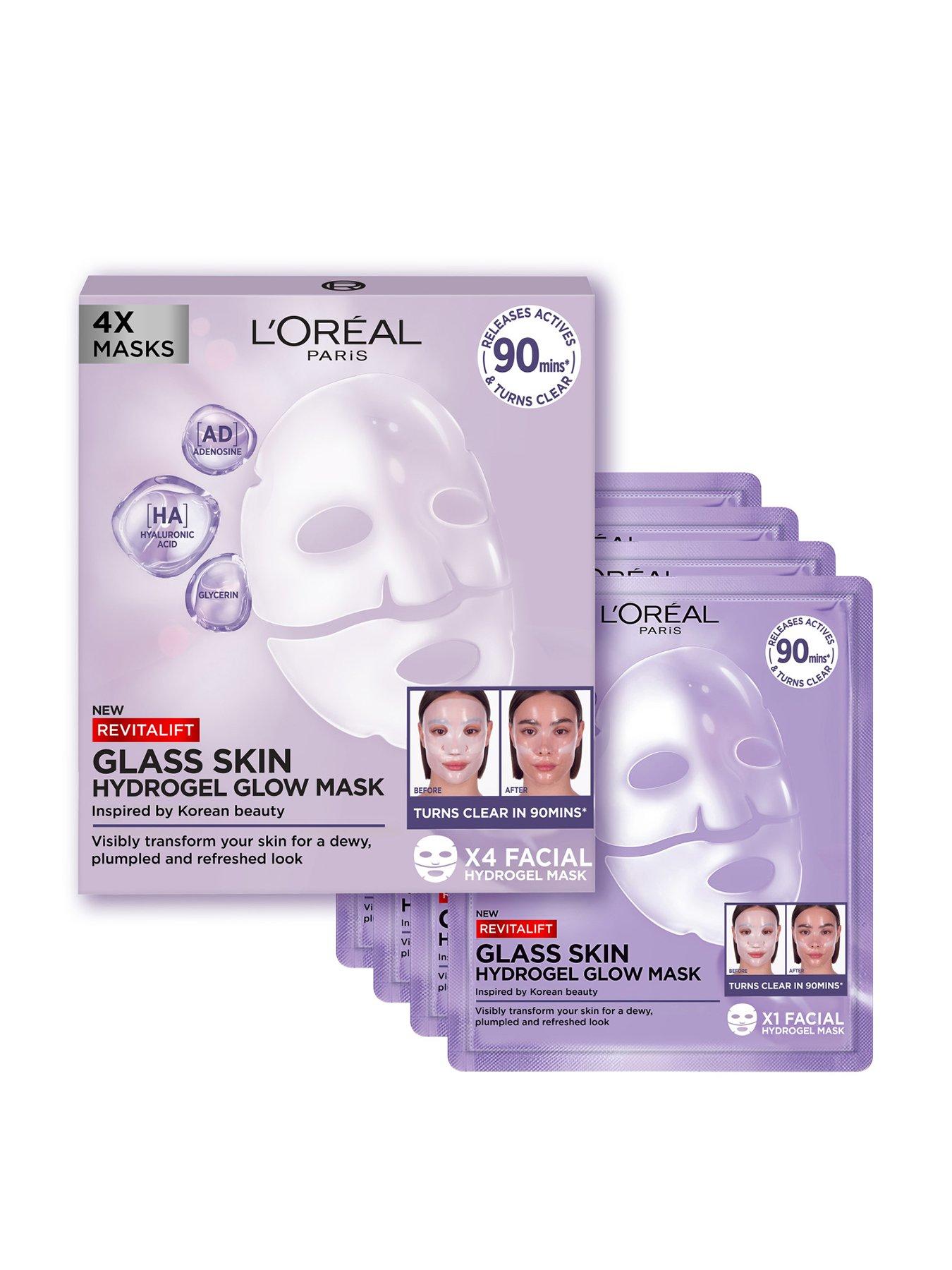 loreal-paris-revitalift-filler-hydrogel-glow-mask-4-pack-for-glass-skin-korean-skincare-inspired-tissue-face-mask-visibly-transform-skin-dewy-plumped-and-refreshed-look-4pc