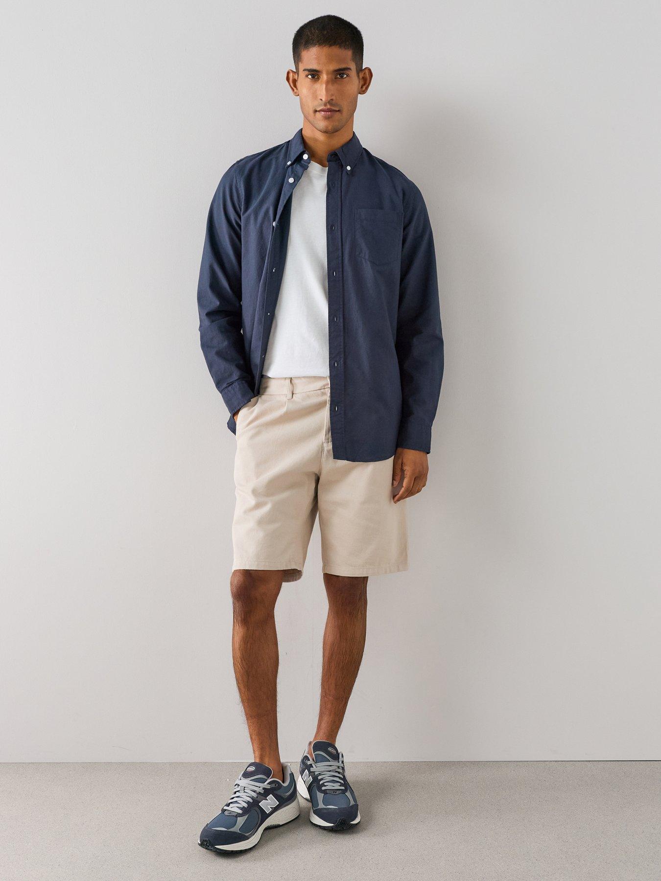 The Very Collection Smart Pleated Twill Shorts - Stone