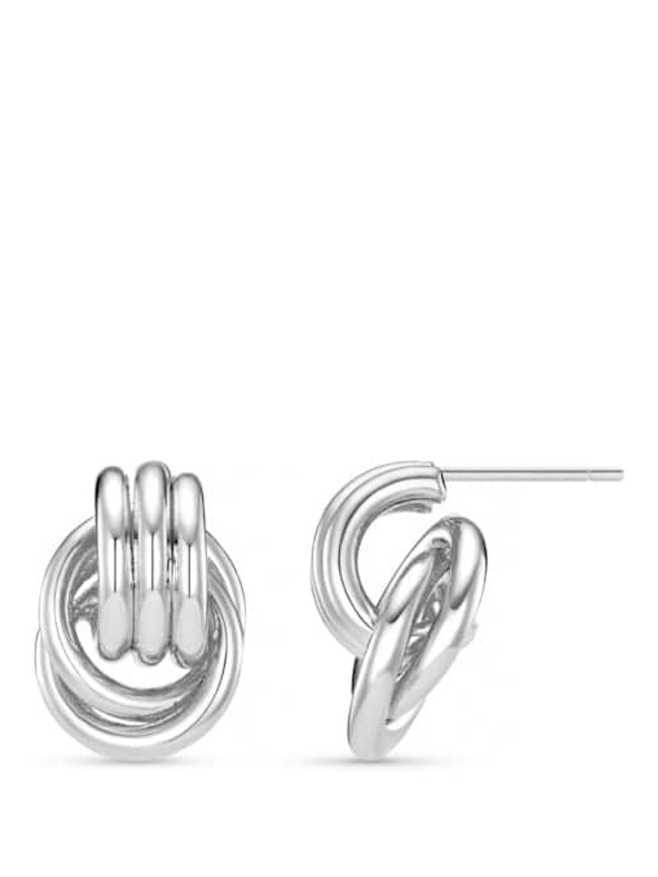 orelia-mini-interlocking-stud-earrings-silverfront