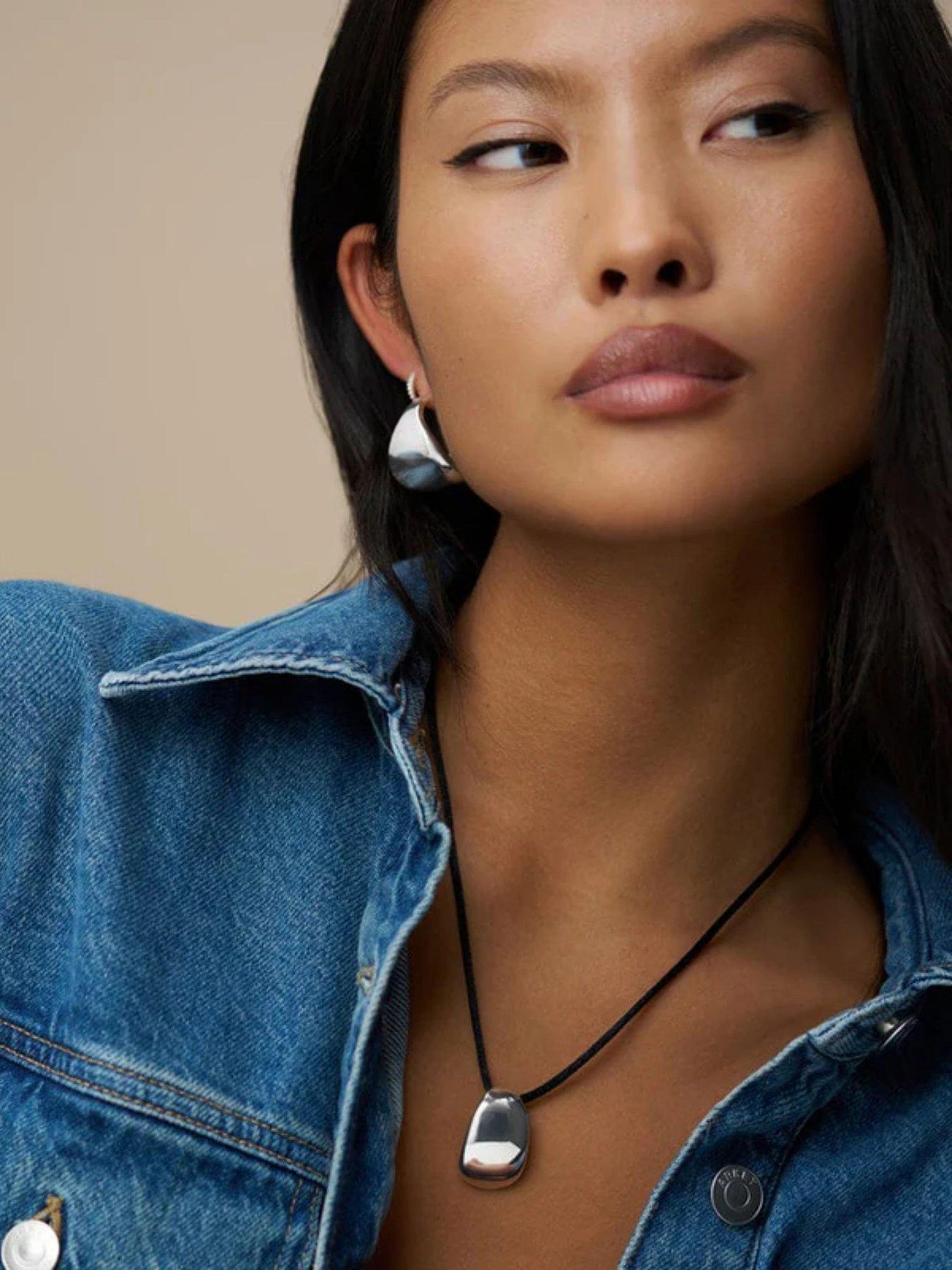 Image 1 of 2 of Orelia Statement Taper Metal Hoop Earrings - S