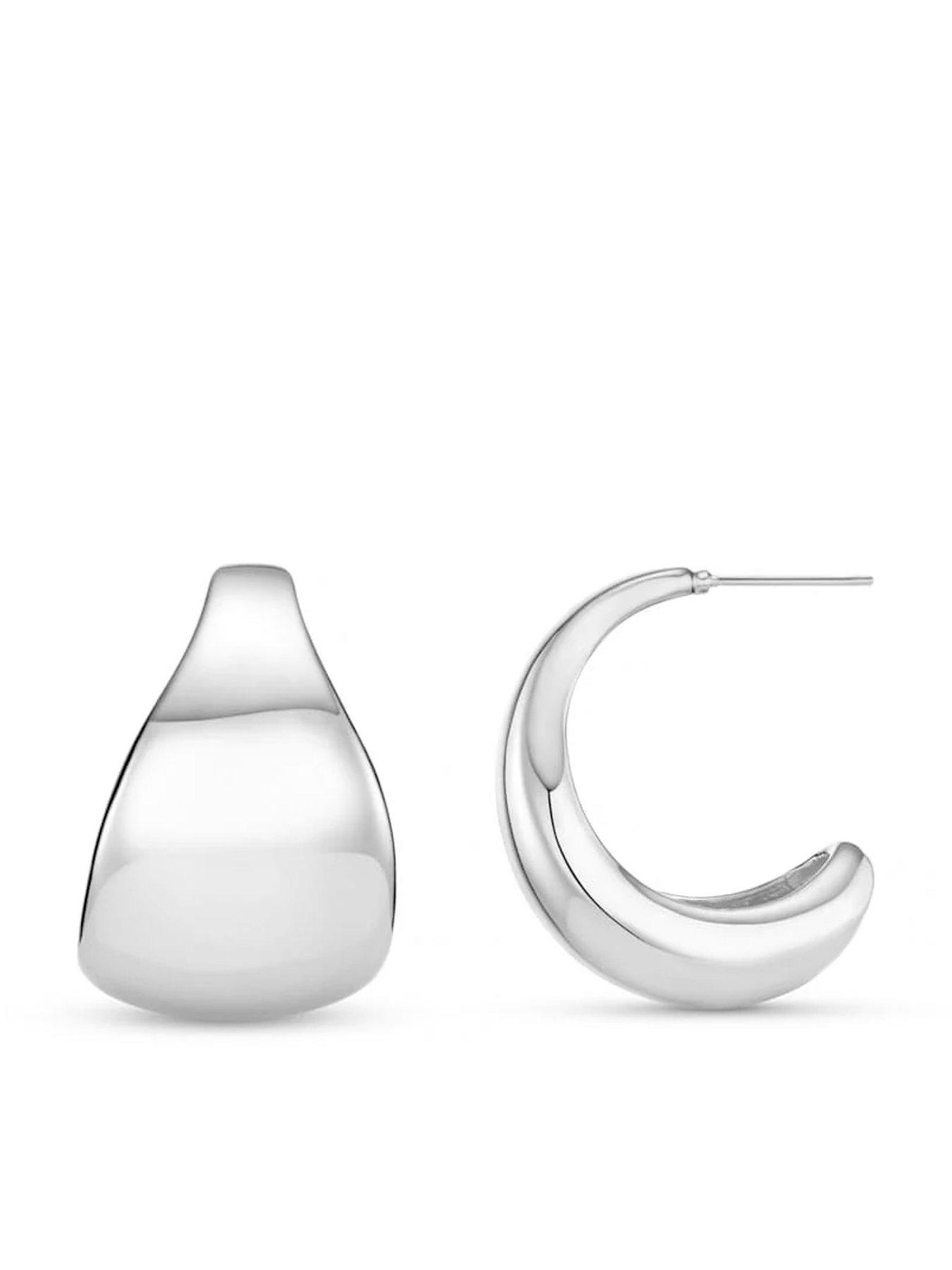 Image 2 of 2 of Orelia Statement Taper Metal Hoop Earrings - S