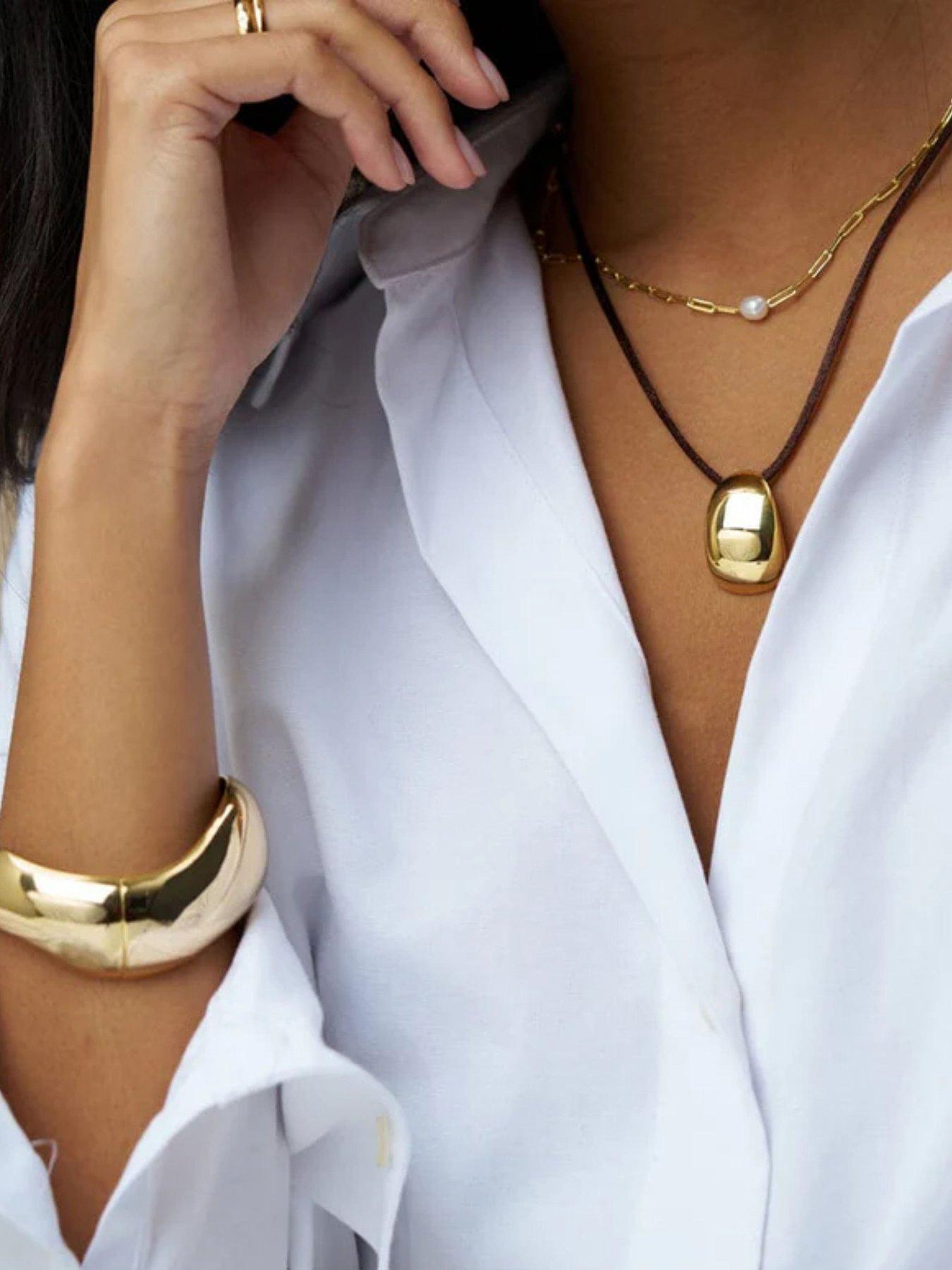 Orelia Tapered Metal  &  Cord Necklace