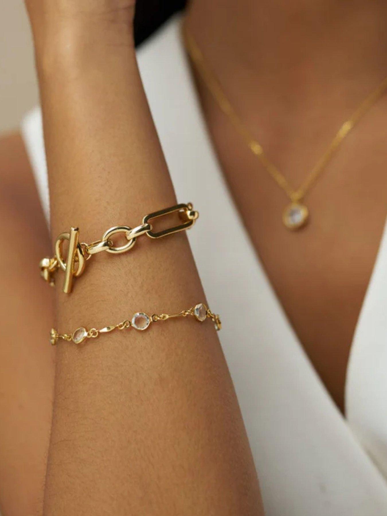 Image 1 of 3 of Orelia Faceted Crystal & Link Chain Bracelet