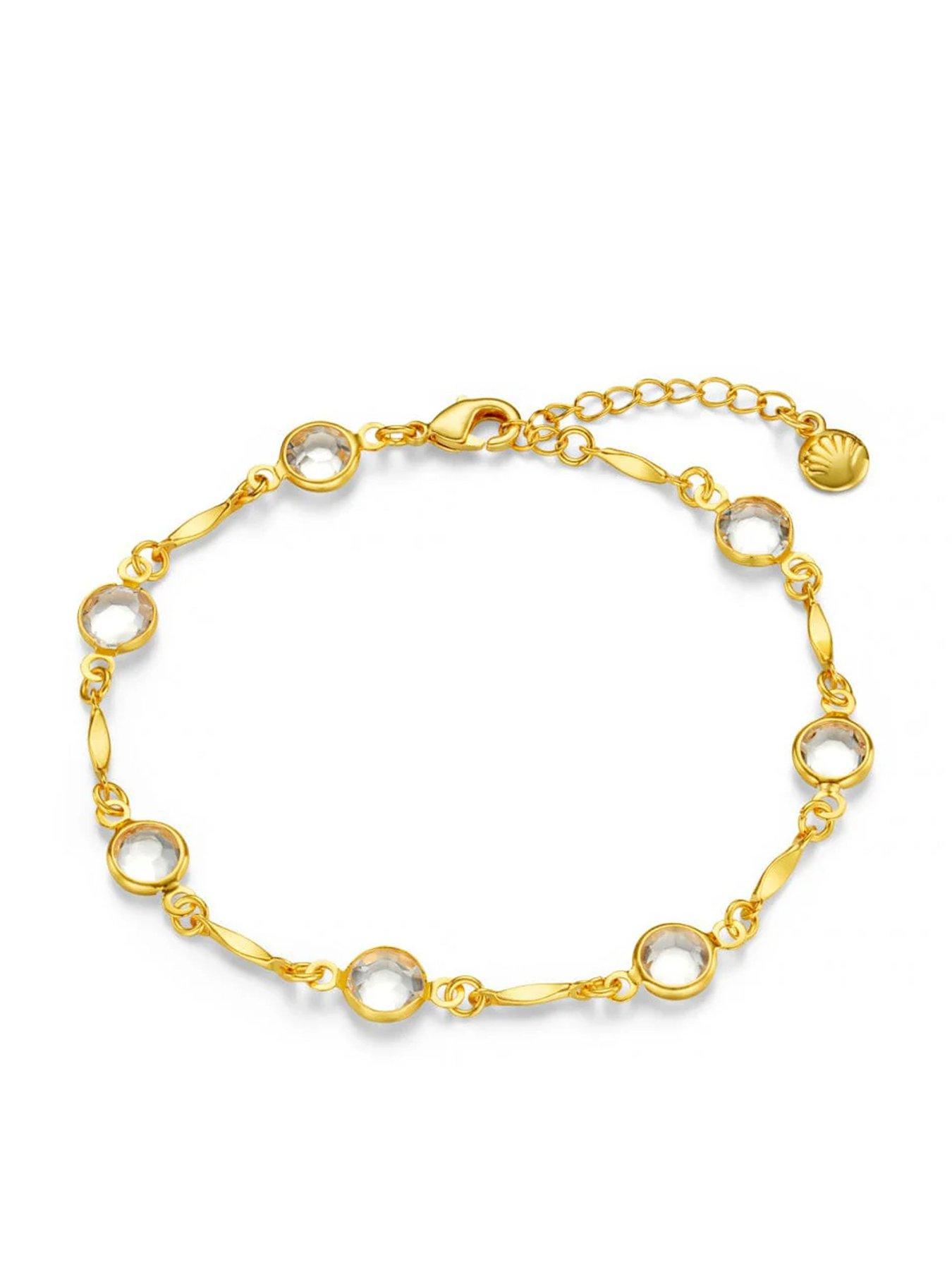 Image 2 of 3 of Orelia Faceted Crystal & Link Chain Bracelet