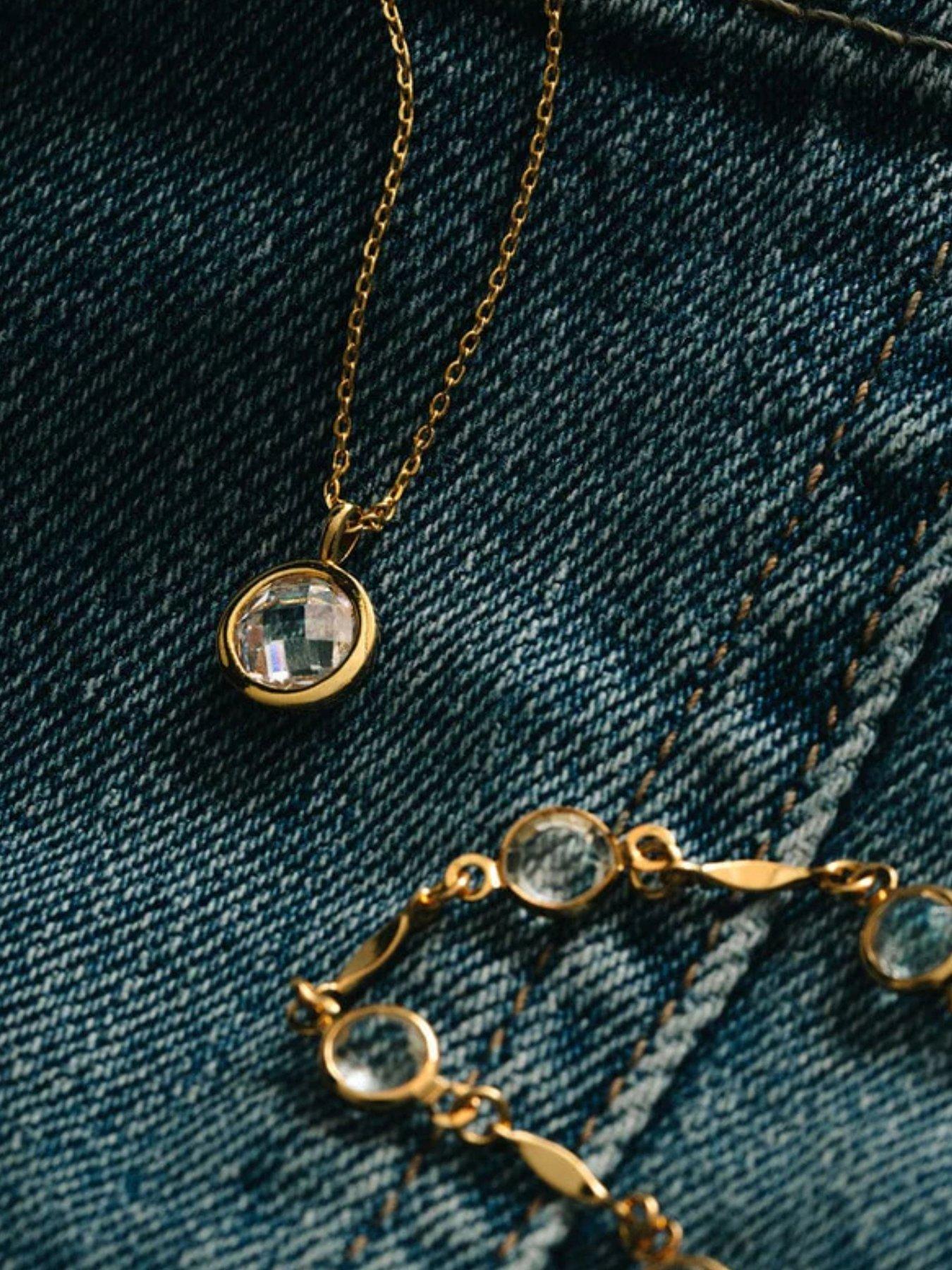 Image 3 of 3 of Orelia Faceted Crystal & Link Chain Bracelet