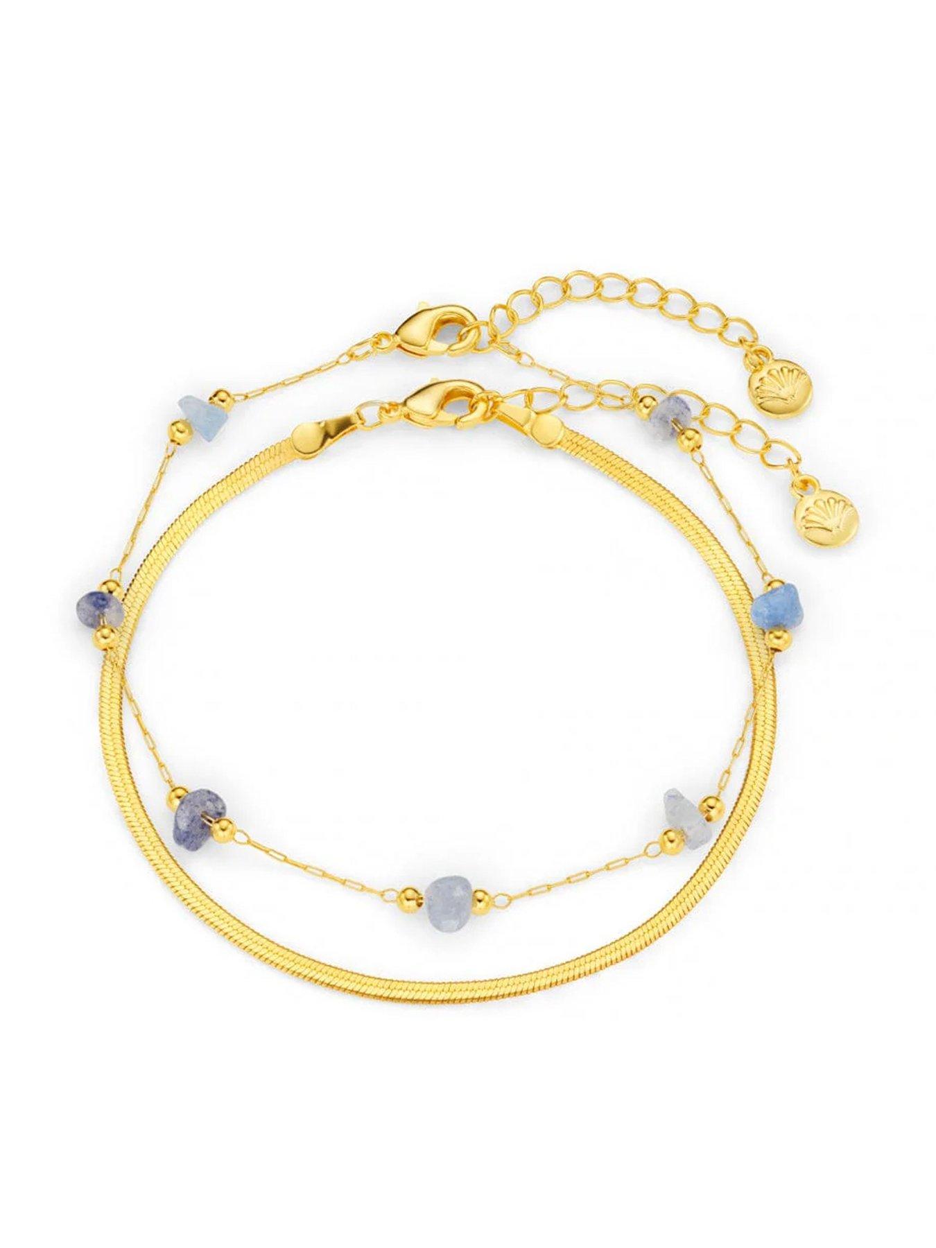 Image 2 of 2 of Orelia Semi P Chip & Snake Chain 2-Row Bracelet